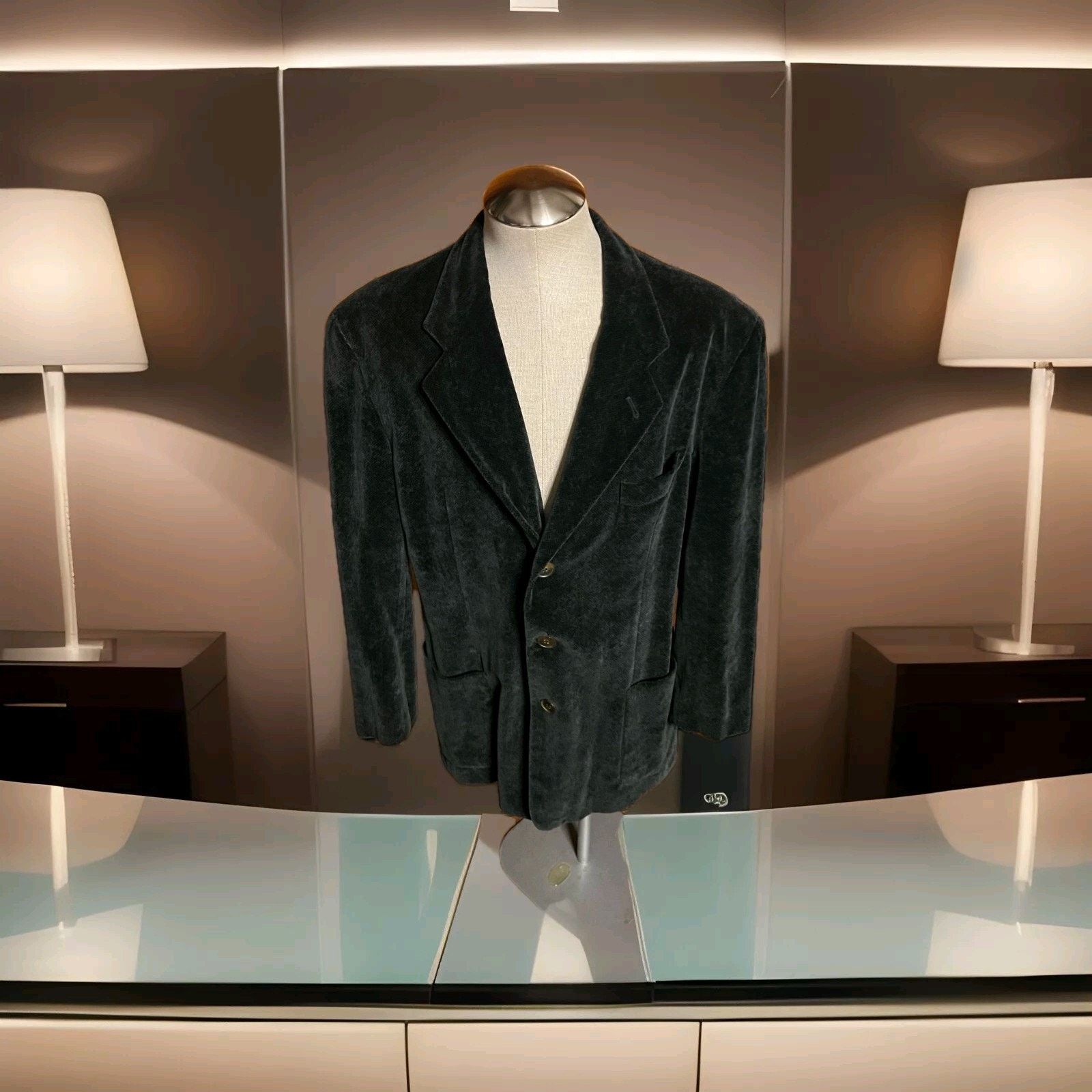 Armani Collezioni Giorgio Armani Cordoroy 3bt Black Blazer Size 44 Size 44R - 1 Thumbnail