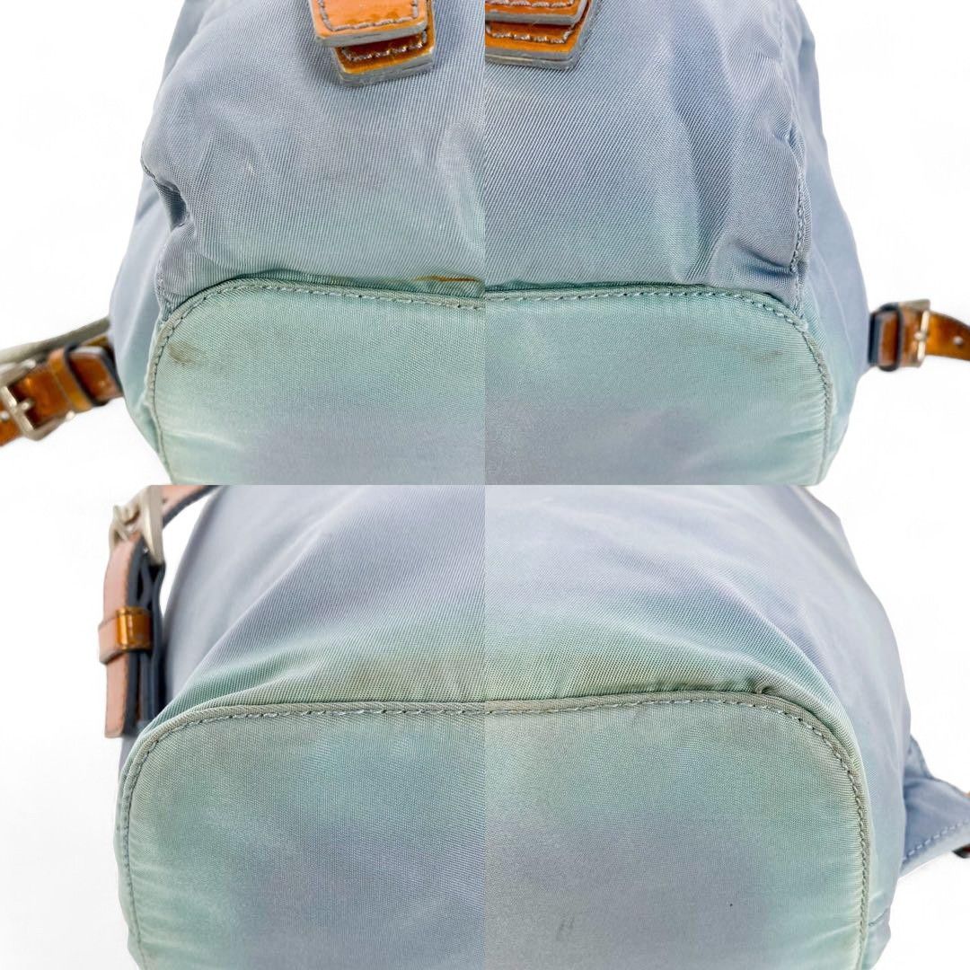Prada Prada - Light Blue Nylon Leather Backpack Rucksack Size ONE SIZE - 6 Thumbnail