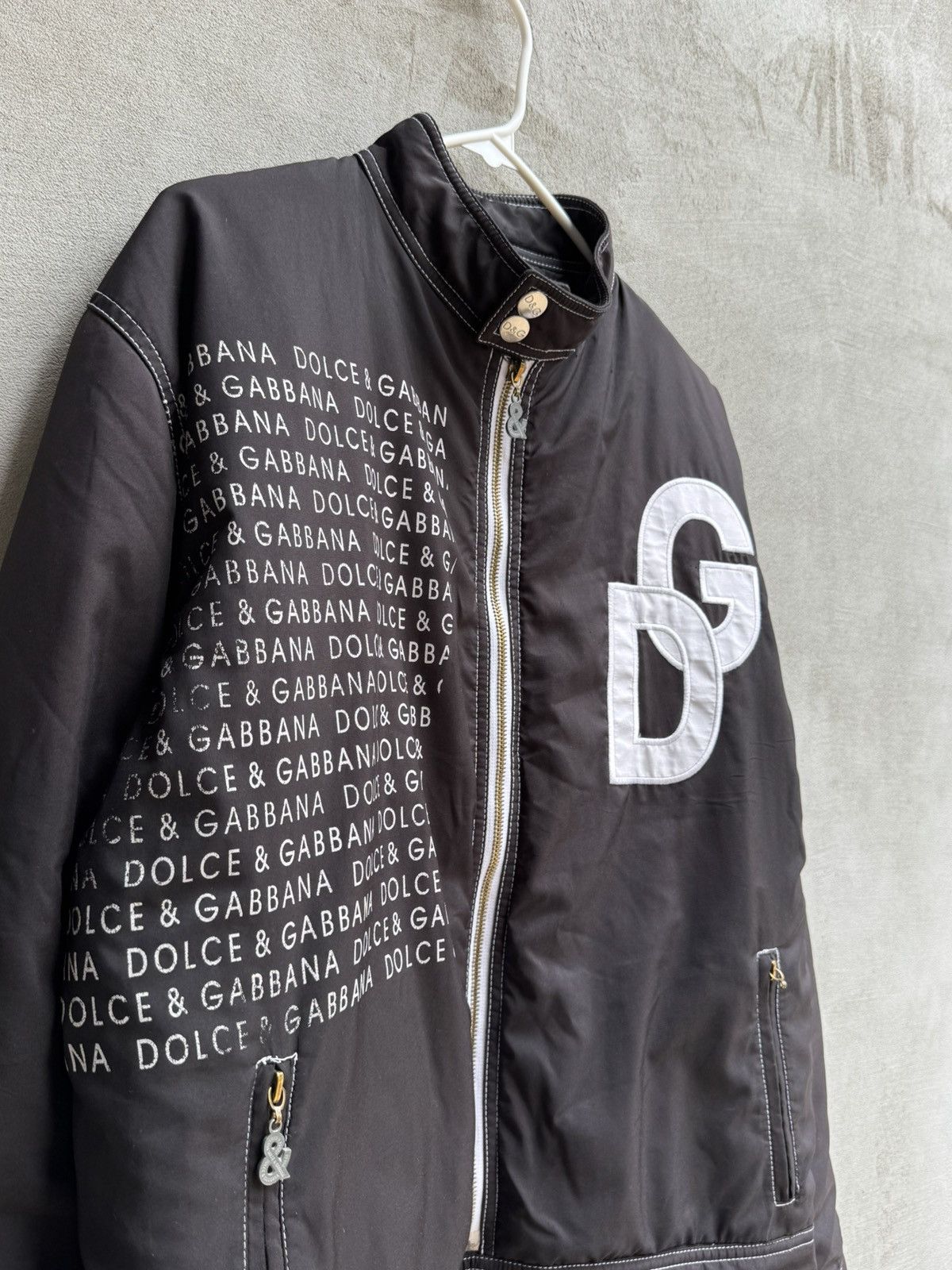 Black Dolce Gabbana White Jacket Vintage Dolce Gabbana Racing Jacket