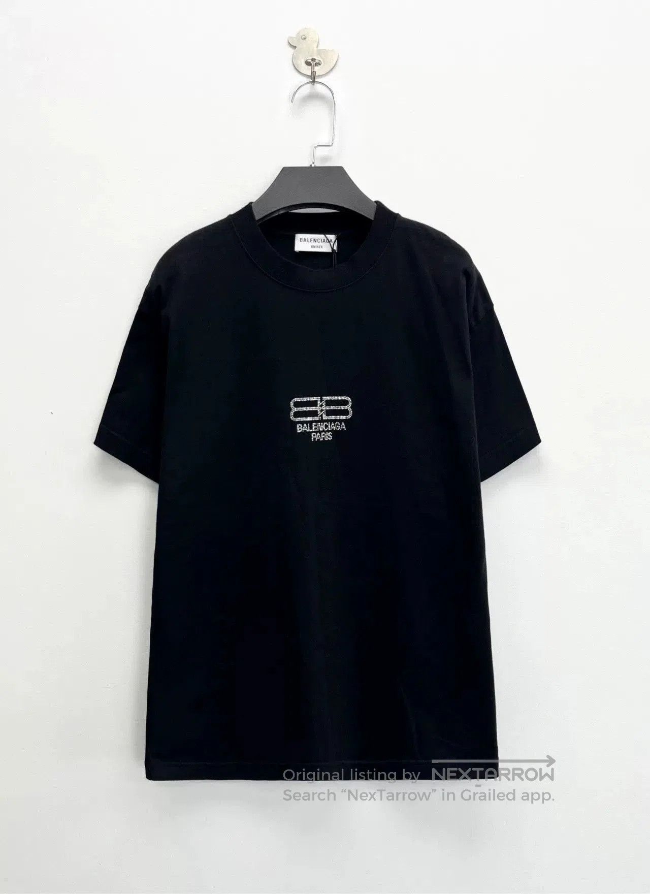 Balenciaga balenciaga black rhinestone logo short sleeve tee. Size XS / US 0-2 / IT 36-38 - 1 Thumbnail