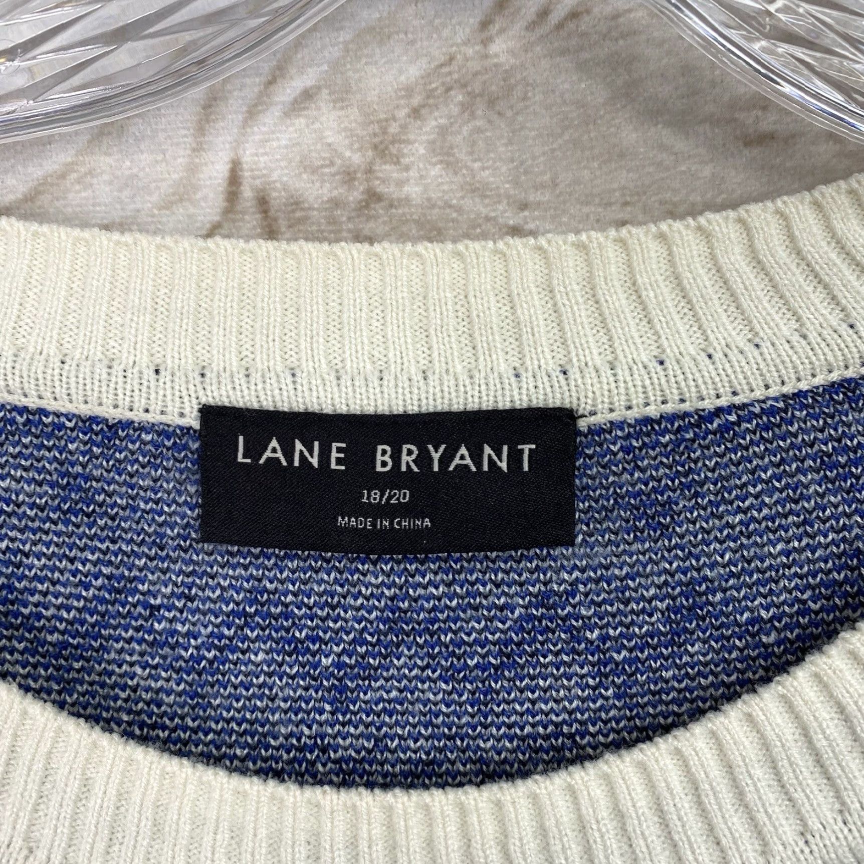 Vintage Lane Bryant Poncho Sweater 18/20 Relaxed Geometric Blue Knit Pullover Women Fall Winter Polo? Size XXL / US 16-18 / IT 52-54 - 3 Thumbnail