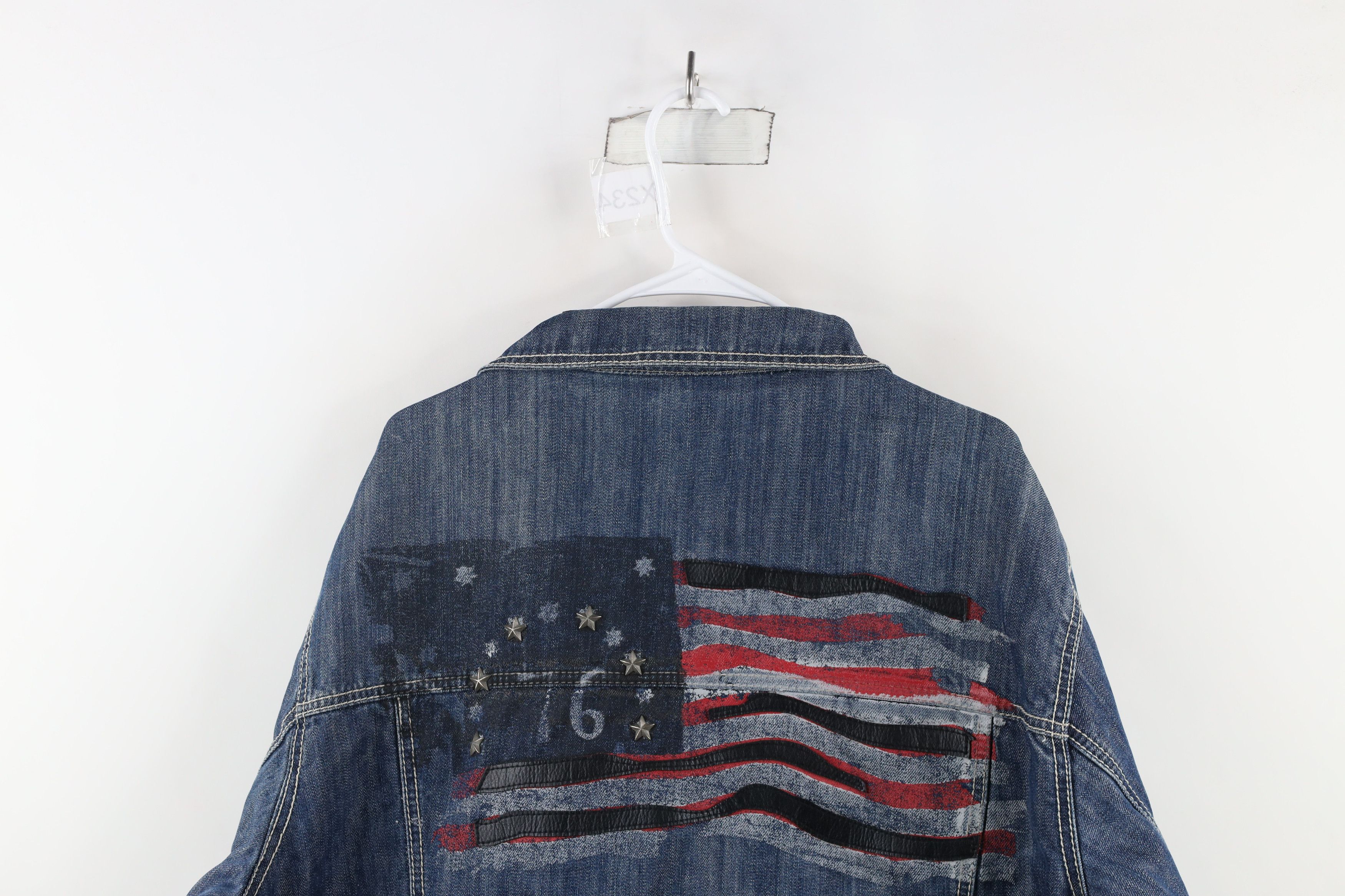 Vintage Vintage Marc Buchanan Pelle Pelle Flag Studded Denim Jacket Size US XXL / EU 58 / 5 - 16 Thumbnail