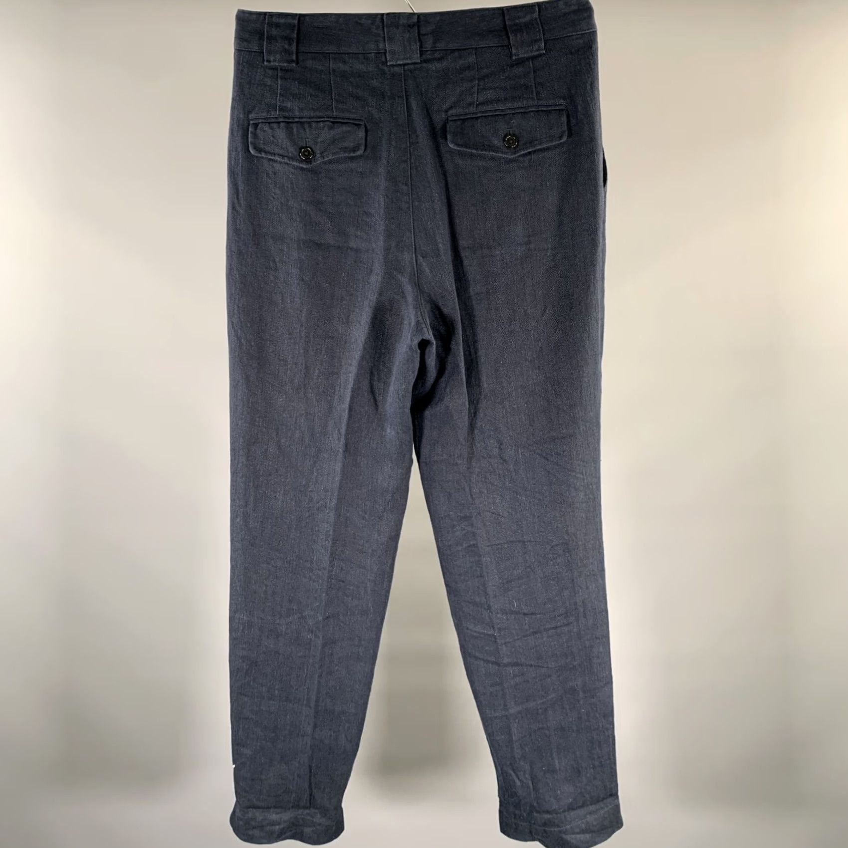 Alex Mill ALEX MILL Pants Size 32 Navy Linen Herringbone Pleated Casual Size US 32 / EU 48 - 2 Thumbnail