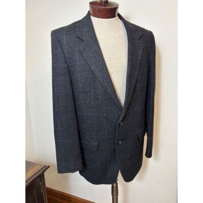 Farah Luxury Charcoal Gray Windowpane Wool Sport Coat Blazer Class Size 40R - 4 Thumbnail