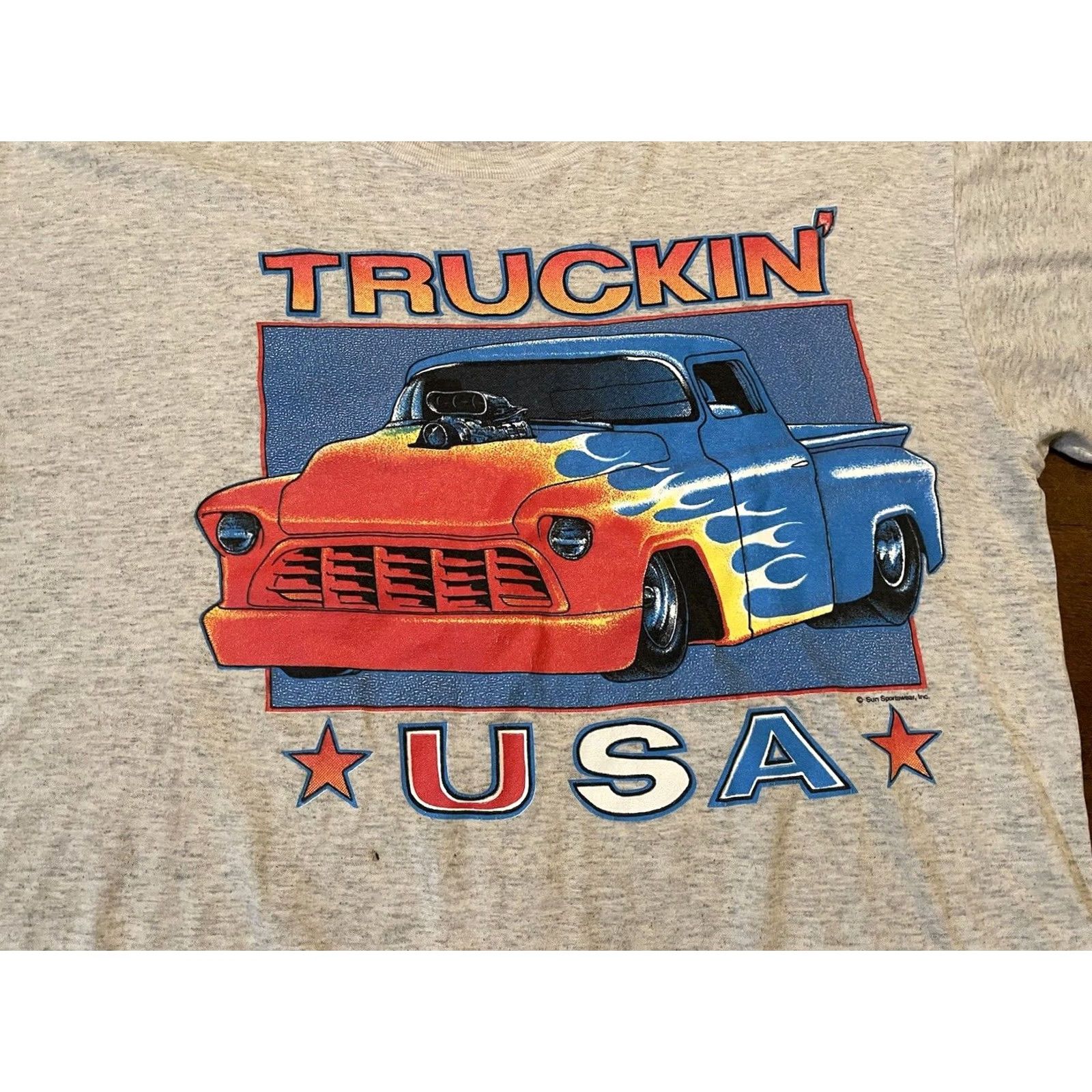 Sunray Sportswear VINTAGE USA Hot Rod Trucking' Sun Sportswear T-Shirt Adult XL Gray Stitch Mens Size US XL / EU 56 / 4 - 2 Thumbnail