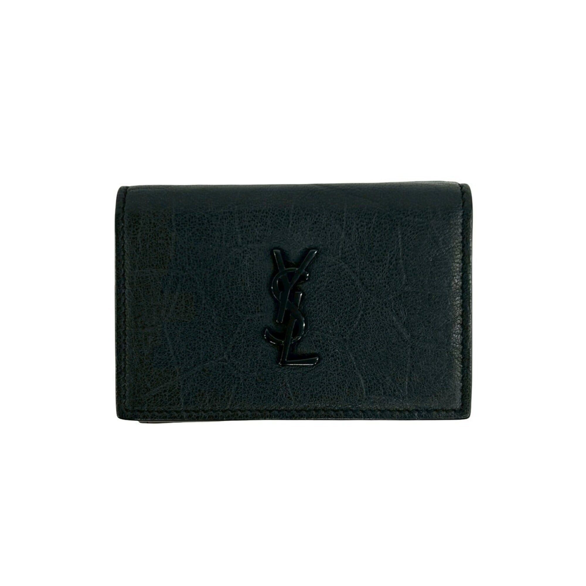 Saint Laurent Paris Yves Saint Laurent PARIS YSL Logo Leather Tri-fold Mini Wallet, Black, 59051 Size ONE SIZE - 1 Thumbnail