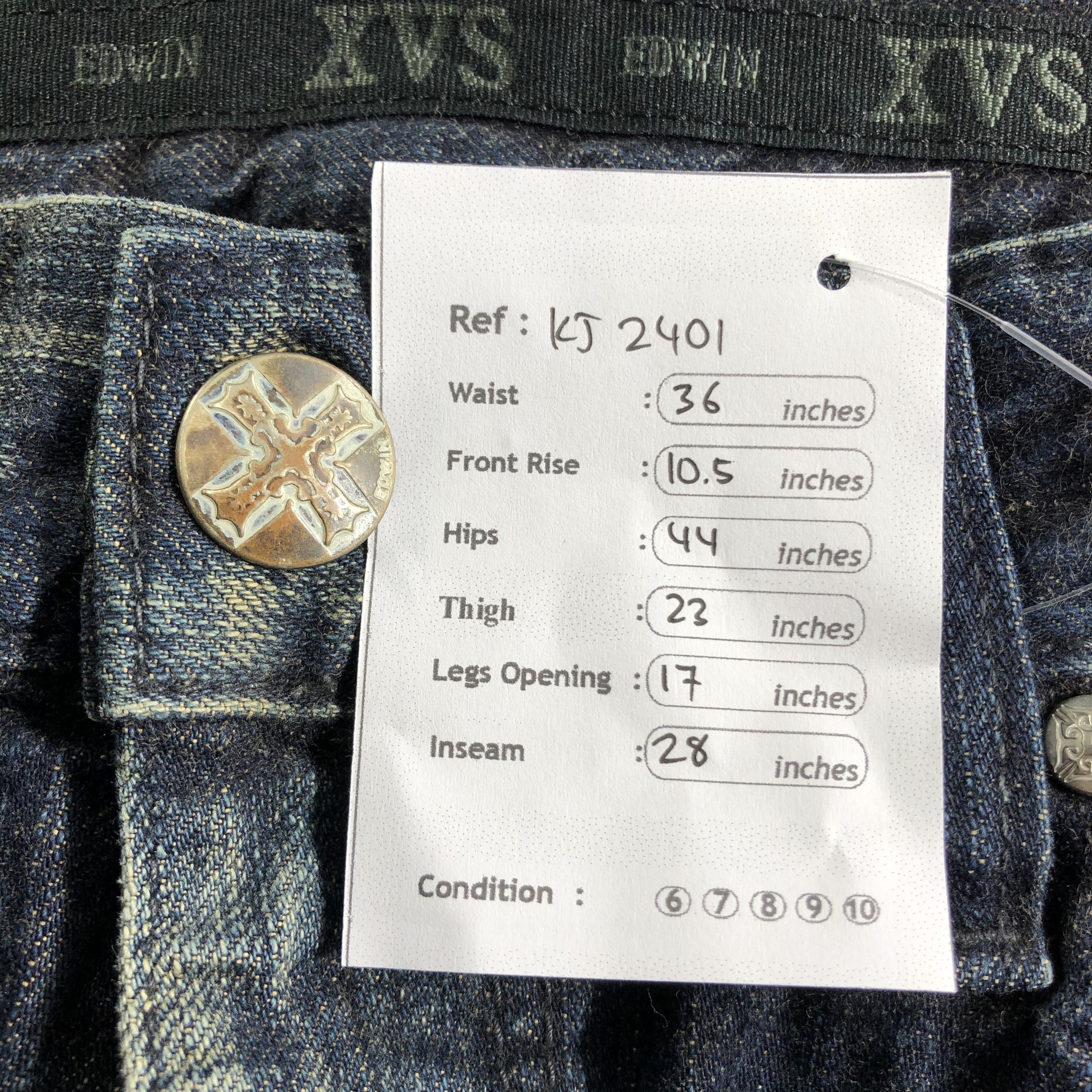 Edwin Edwin XV Jeans Distress Faded Blue Denim KJ2401 Size US 34 / EU 50 - 10 Thumbnail