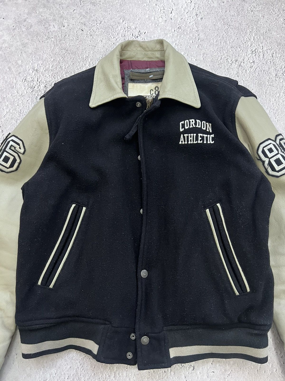 Japanese Brand × NBA Vintage 80's LEATHER Japan Leather Wool Varsity Jacket Size US L / EU 52-54 / 3 - 5 Thumbnail