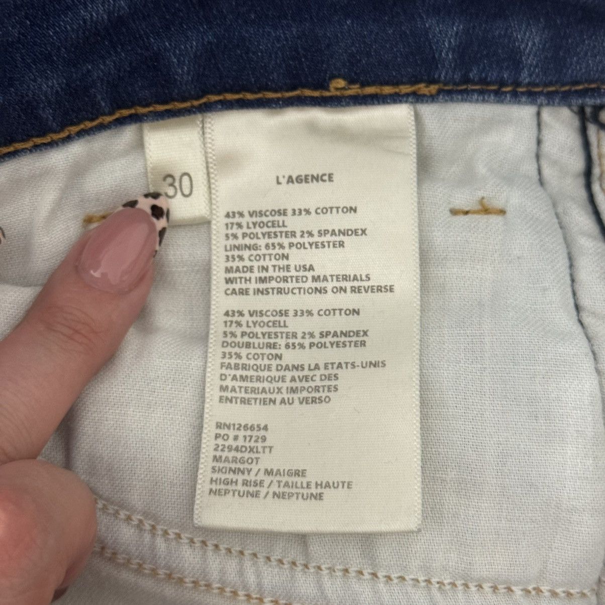 L'AGENCE L’AGENCE Dark Neptune Wash Margot Black Tuxedo Stripe Jeans Size 30" / US 8 / IT 44 - 10 Thumbnail