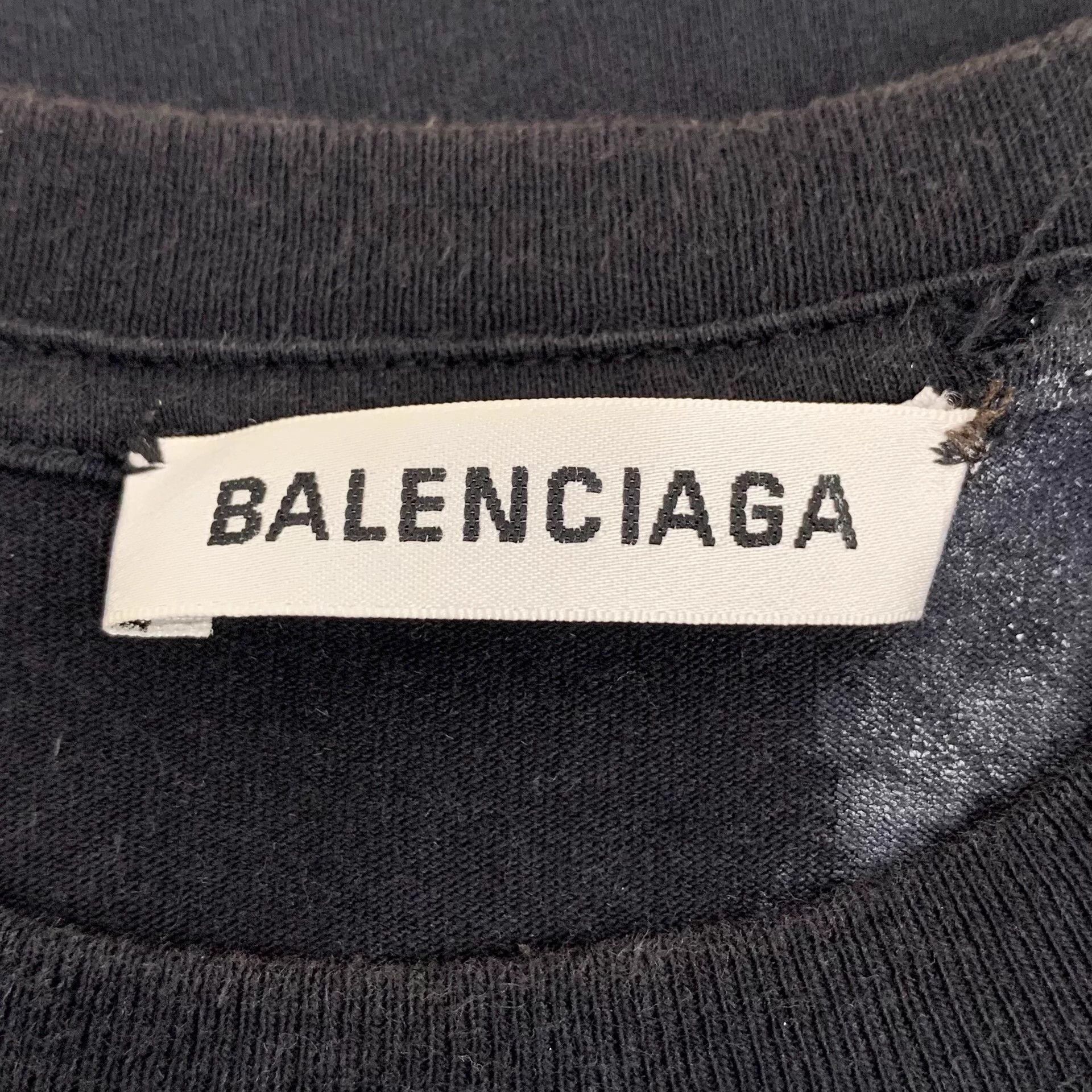 Balenciaga Balenciaga Black Logo Embroidered Cotton T-Shirt M Size US M / EU 48-50 / 2 - 5 Thumbnail