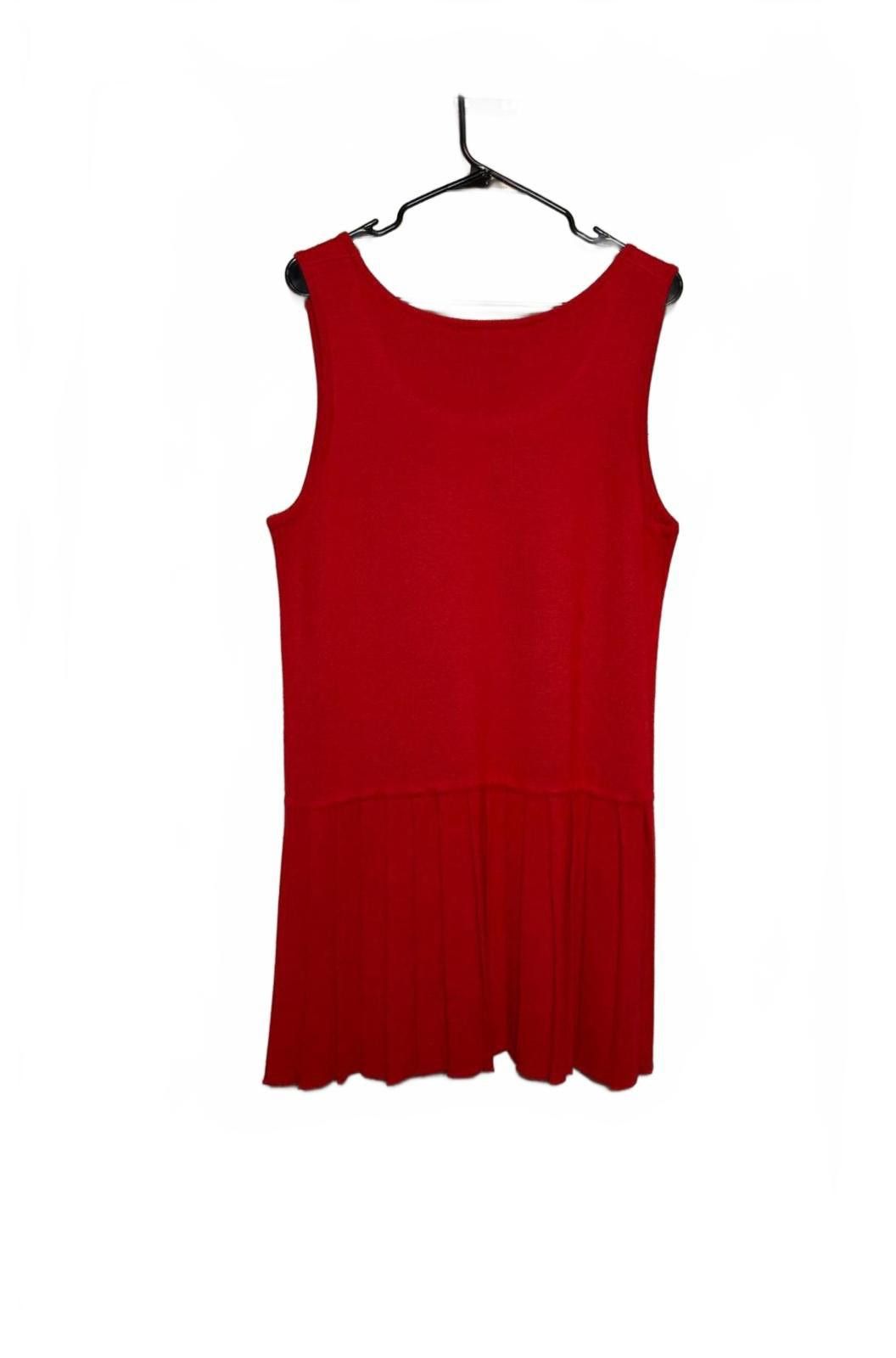 Unknown London Vintage Elegant Red Pleated Tank Dress Size L / US 10 / IT 46 - 4 Thumbnail