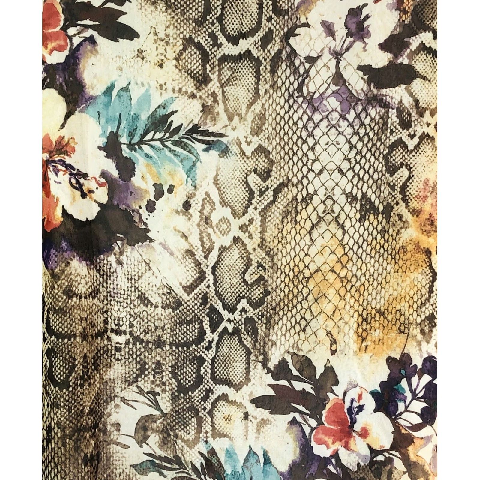 Vintage Alfred Dunner Top Blouse 8P Multi Floral/Snake Print 3/4 Sleeve Casual Polyester Chiffon Size M / US 6-8 / IT 42-44 - 4 Thumbnail