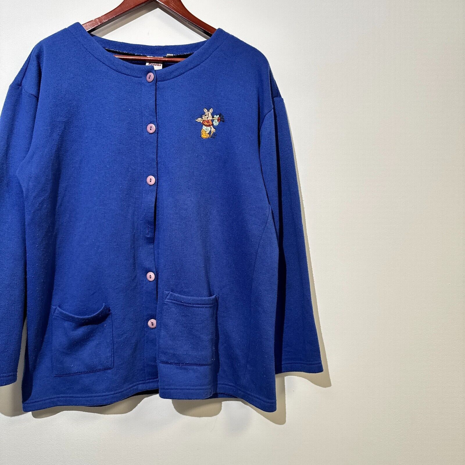 Vintage Vintage Unisex Blue Cotton Cardigan Size M/L Regular Fit 90s Size US L / EU 52-54 / 3 - 5 Thumbnail