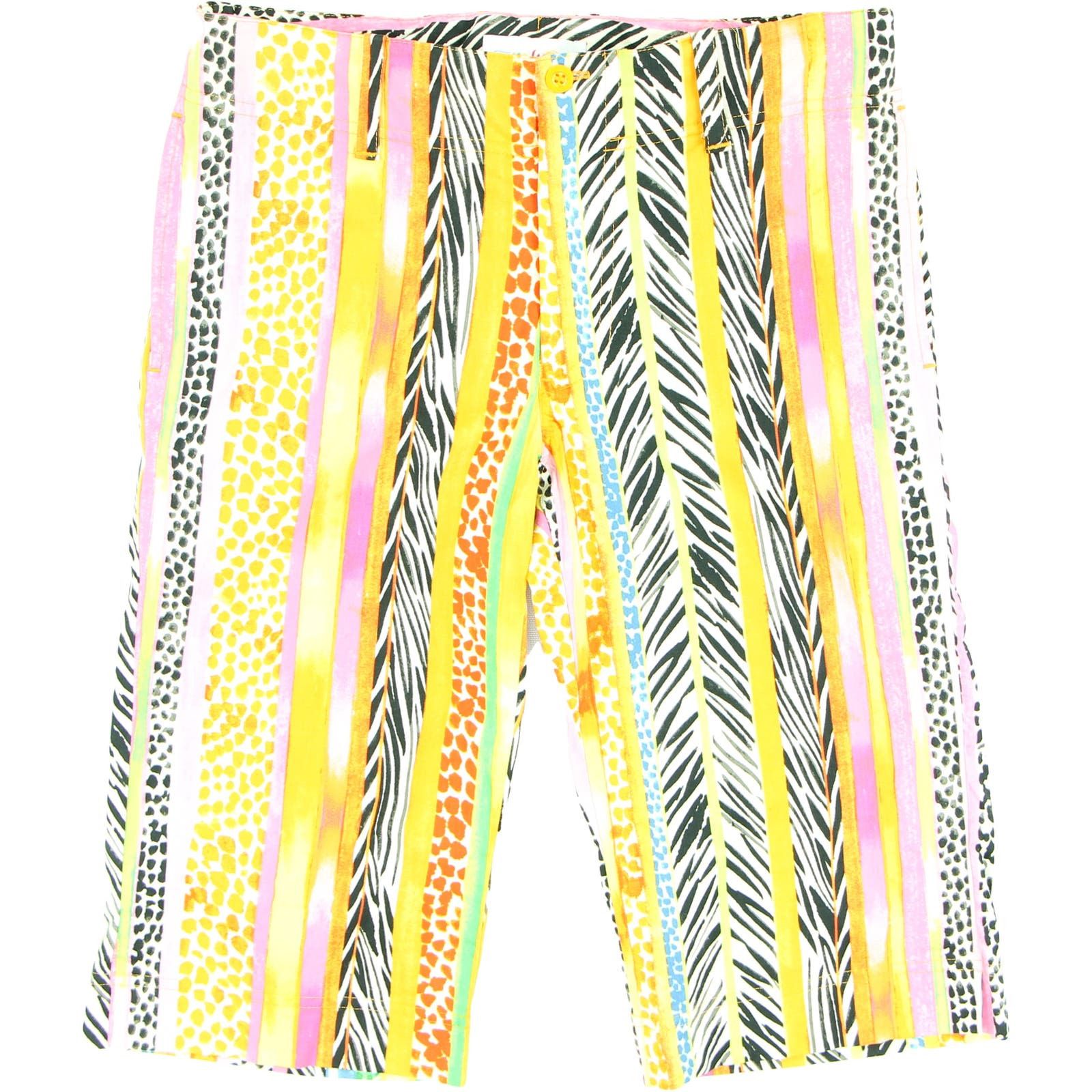 image of Vintage Jams World Leopard Zebra Print Neon Hawaiian Shorts in Yellow, Men's (Size 30)