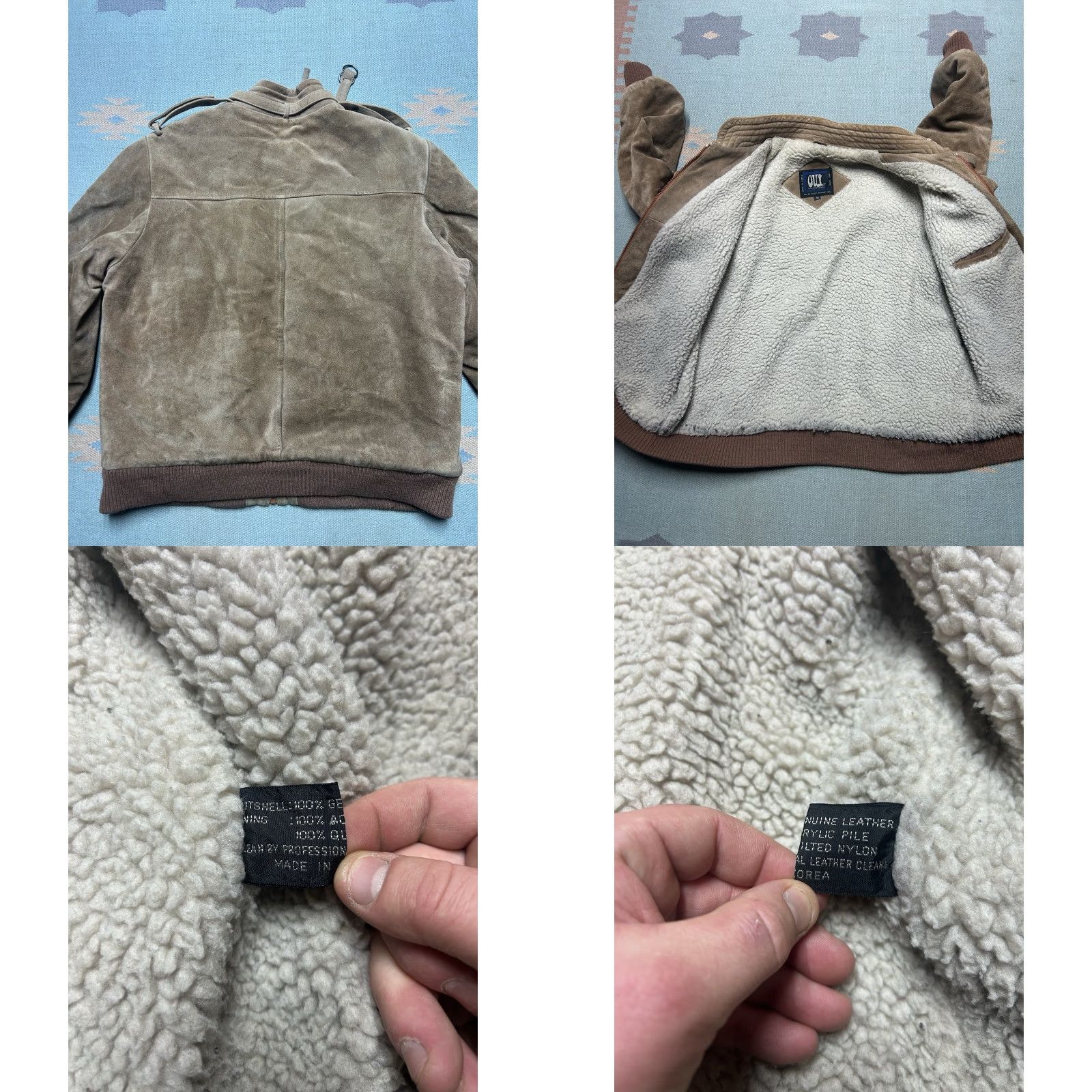 Vintage VINTAGE Flight Bomber Jacket Leather Suede 80s Oui brown Men L Large Sherpa lined 44 Size US L / EU 52-54 / 3 - 9 Thumbnail
