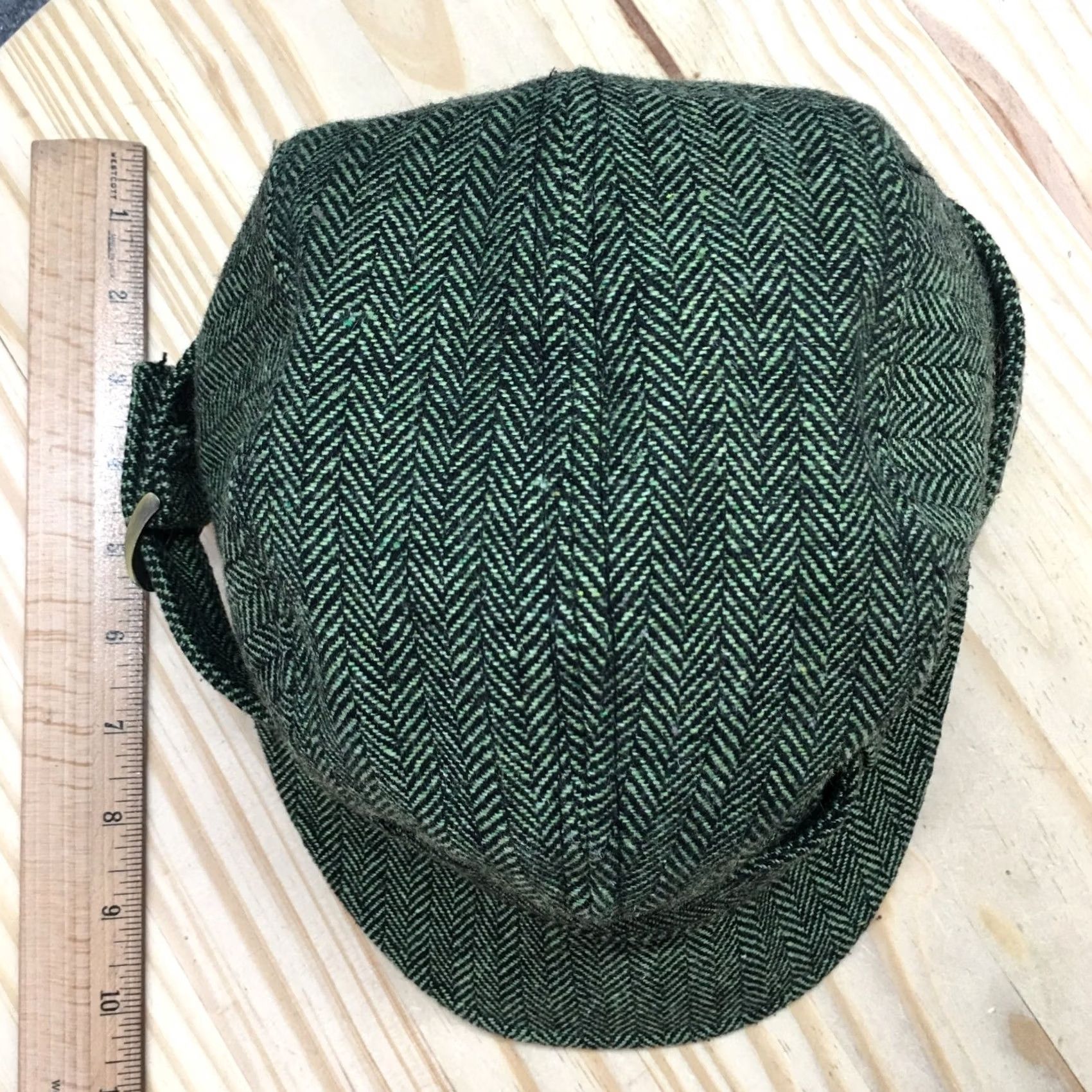 Vintage DeLux Army Cap Mens Womens Green M-L Fitted Buckle Curved Brim Polyester Blend Size ONE SIZE - 3 Thumbnail