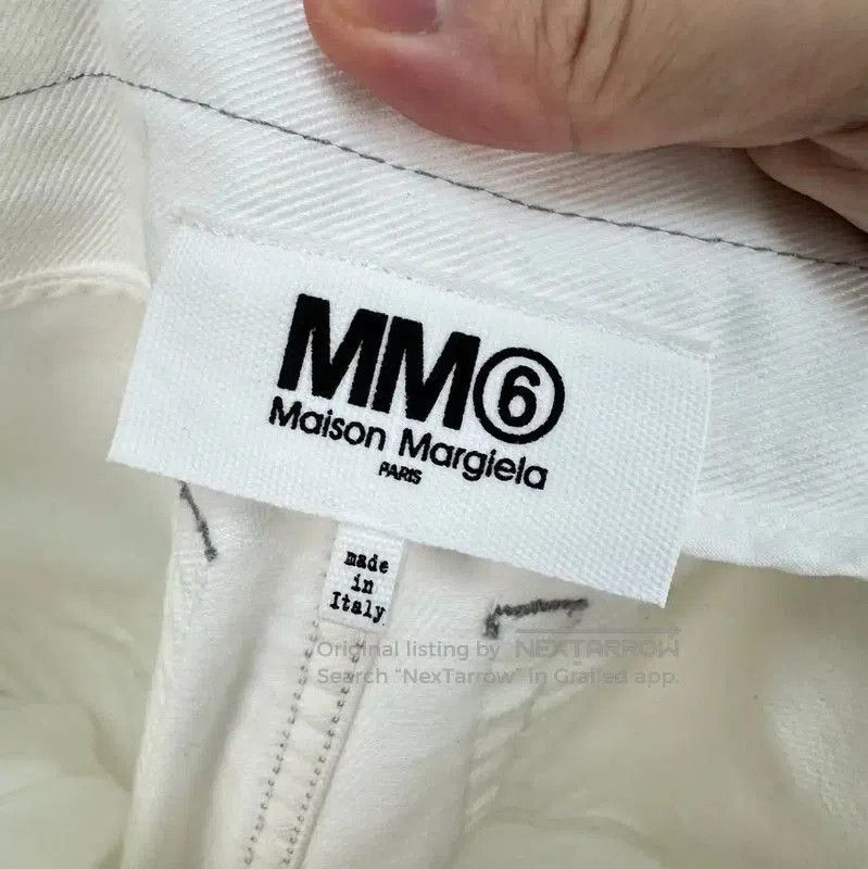 Maison Margiela Maison Margiela White Denim Logo Trousers for Women . Size 23" - 5 Thumbnail