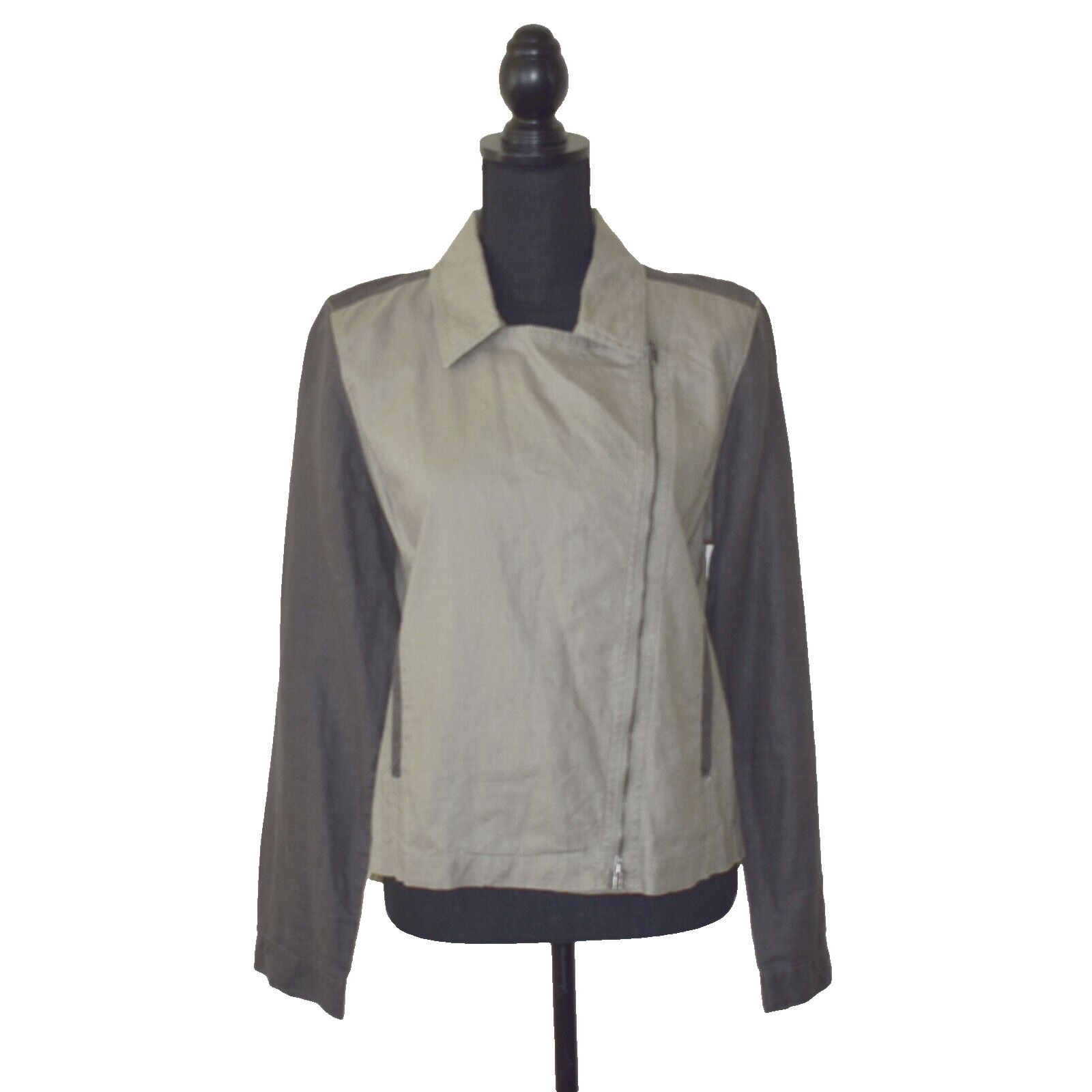 Eileen Fisher EILEEN FISHER Lightweight Waxed Coated Linen Moto Jacket L Size L / US 10 / IT 46 - 4 Thumbnail