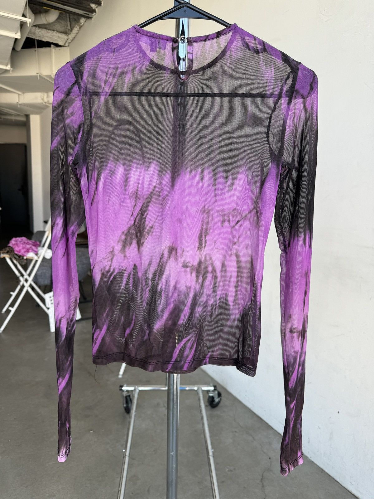 Versus Versace VERSUS VERSACE PURPLE AND BLACK MESH LONG SLEEVE SHIRT Size M / US 6-8 / IT 42-44 - 5 Thumbnail
