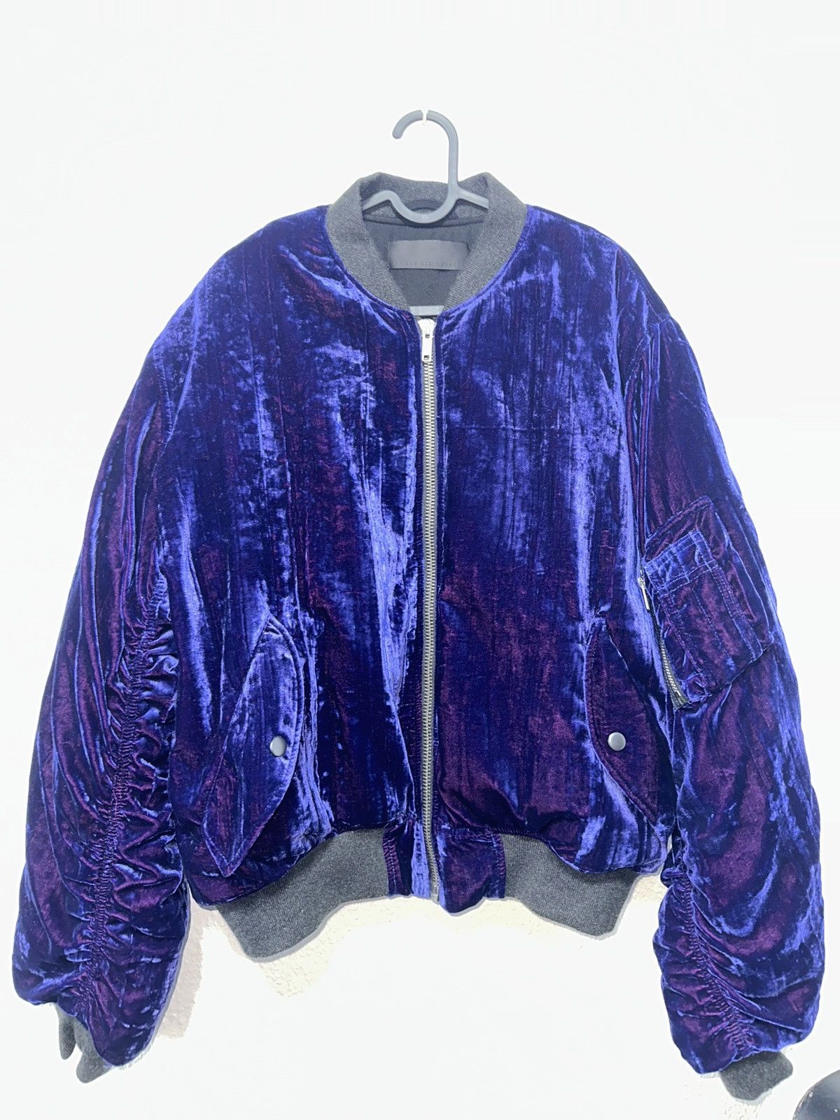 Haider ackermann sale blue velvet bomber