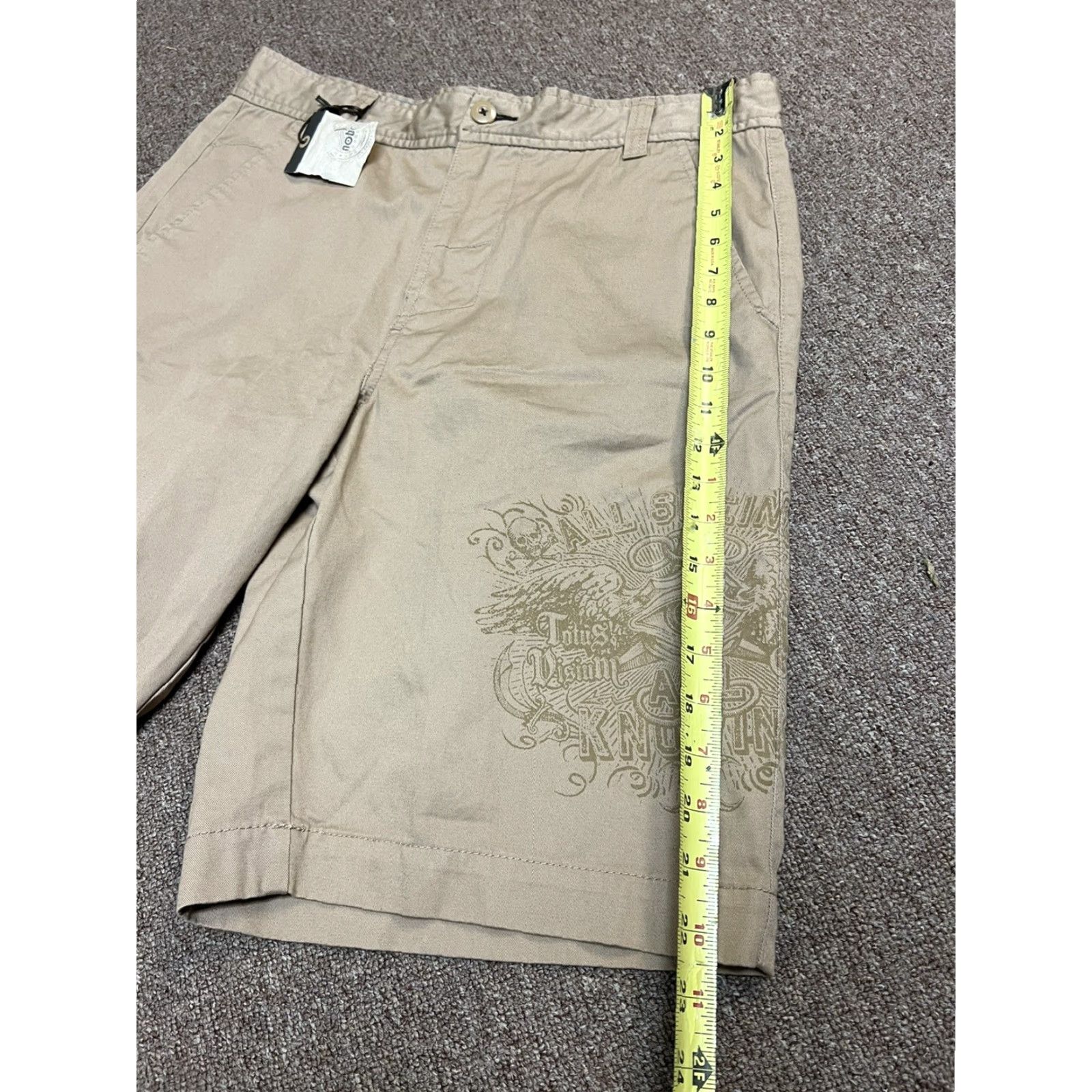 Vintage Nobo Mens 36 Khaki Cotton Flat Front Shorts NWT Casual Walk Golf Beige Chino Flat Front 36 in Mens Size US 36 / EU 52 - 6 Thumbnail