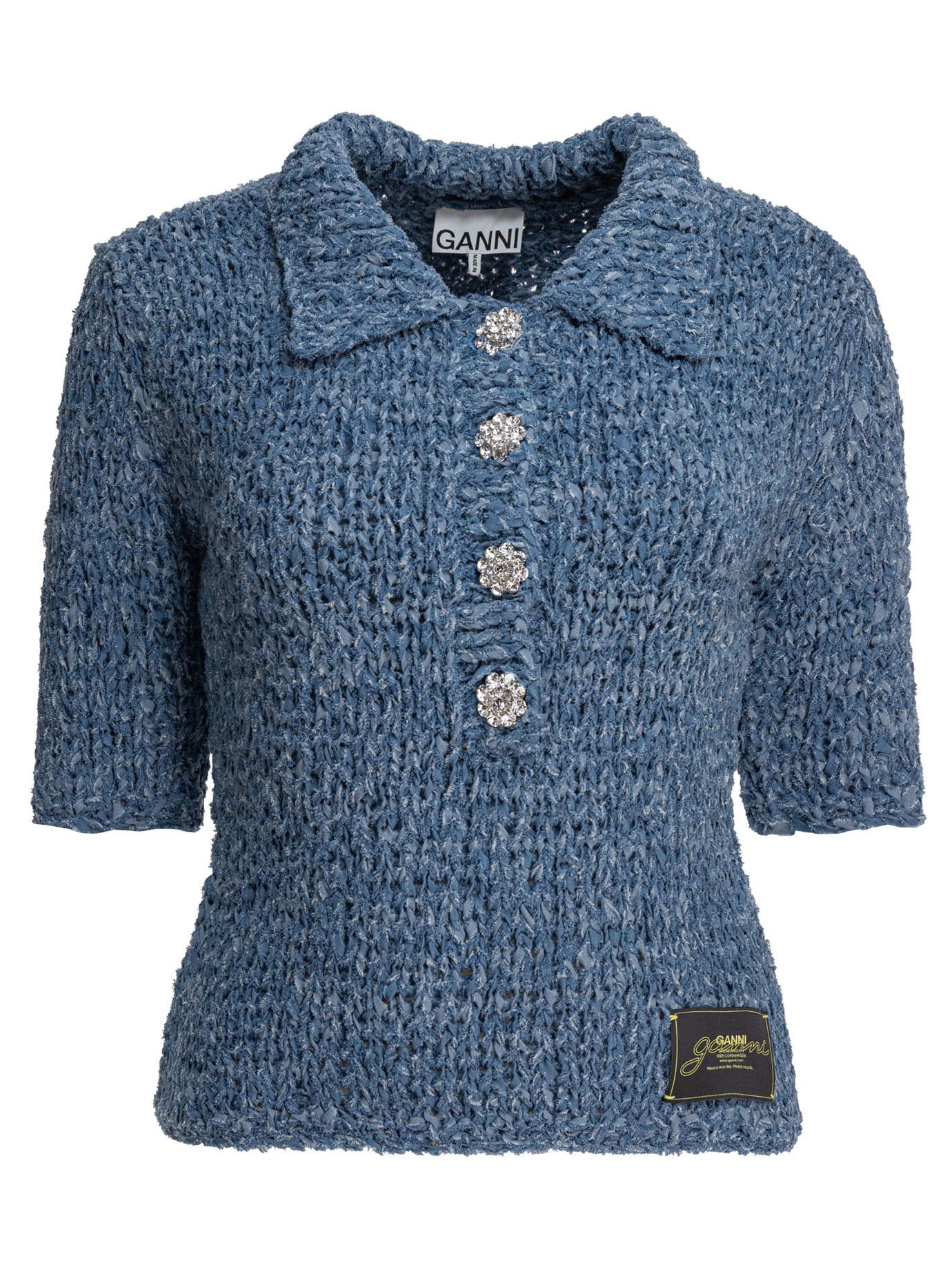 Ganni Handknit Polo Shirt Size M / US 6-8 / IT 42-44 - 1 Thumbnail