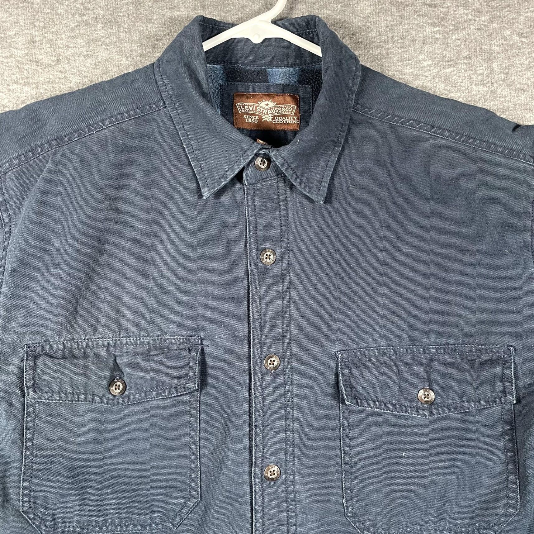 Levi's VINTAGE Levi's Shirt Jacket Mens M Navy Blue Fleece Lined Plaid Quilted Sleeve Button Front Size US M / EU 48-50 / 2 - 2 Thumbnail