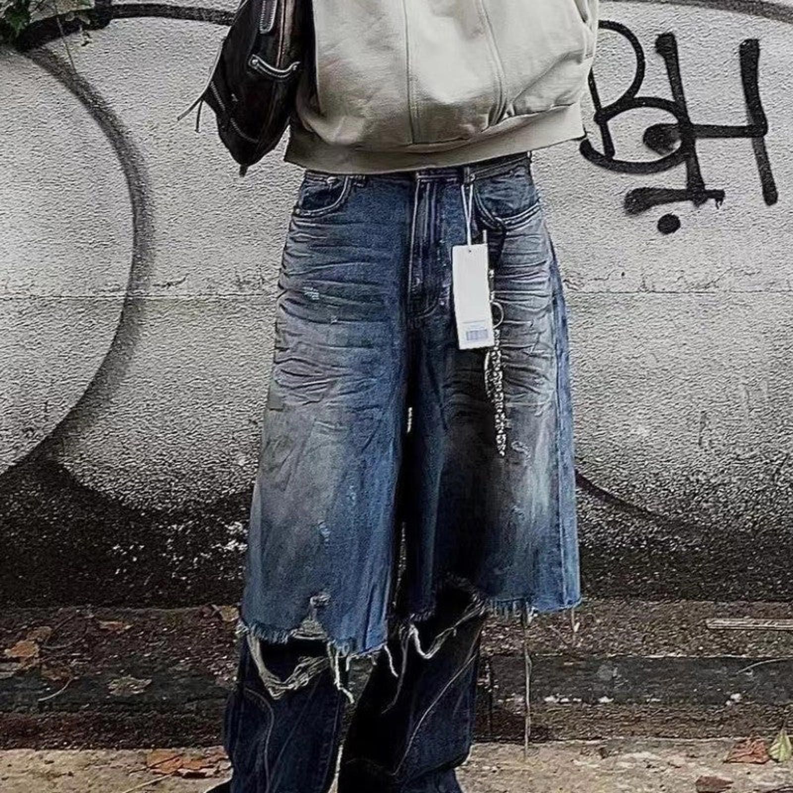 Jean × Vintage Washed Whiskers Distressed Jorts Size US 33 - 1 Thumbnail