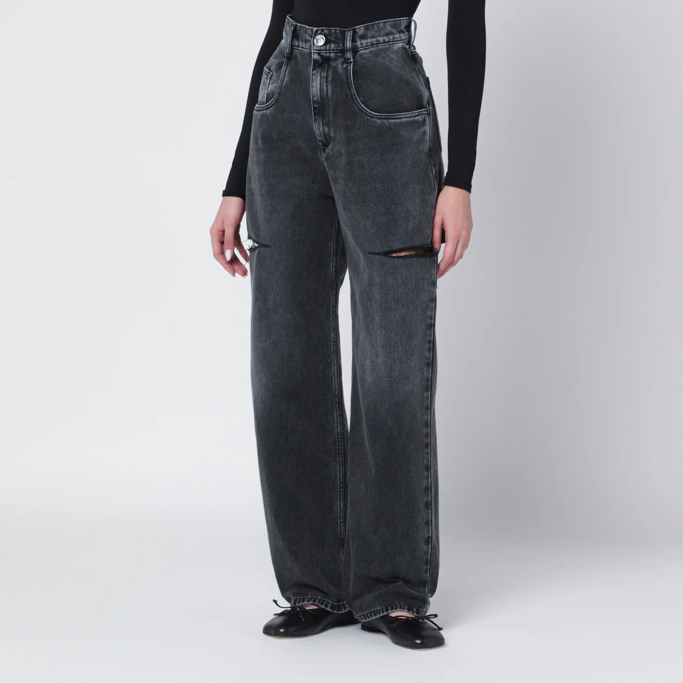 Maison Margiela o1d2blof0426 Side Rips Jeans in Black Size 27" / US 4 / IT 40 - 1 Thumbnail