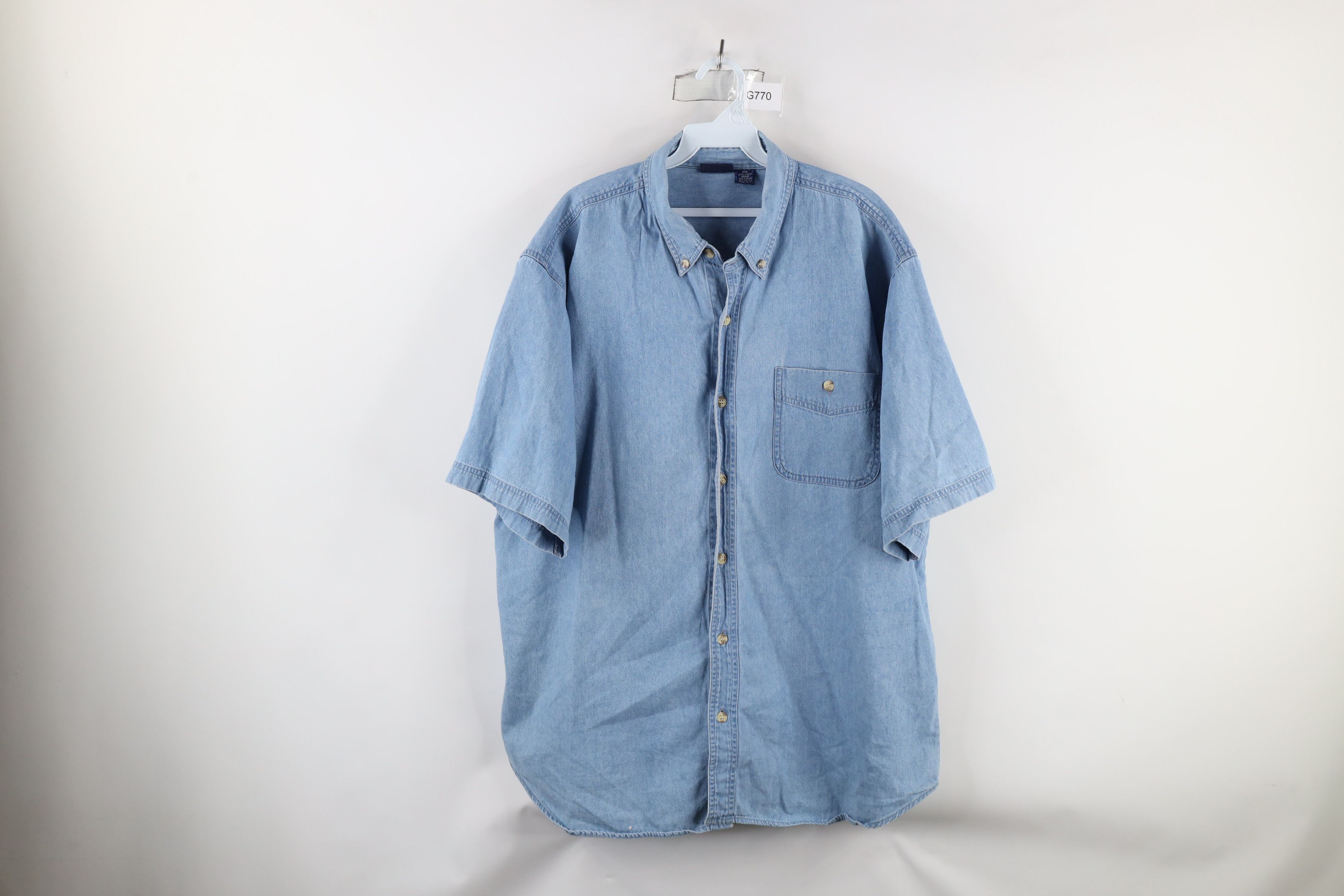 Vintage Vintage 90s Streetwear Short Sleeve Denim Button Down Shirt Size US XXL / EU 58 / 5 - 1 Thumbnail