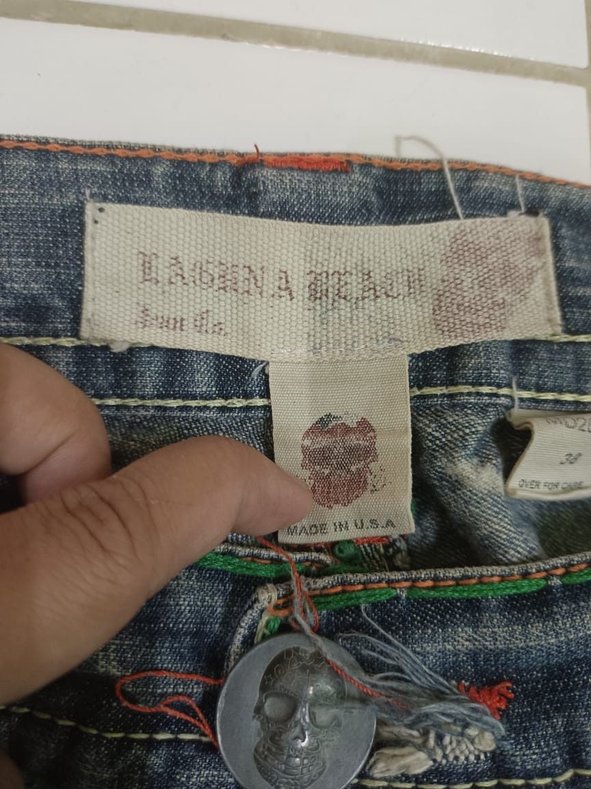Designer × Vintage Rare Distressed Laguna Beach Skulls Jeans Flare Baggy Size US 30 / EU 46 - 14 Thumbnail