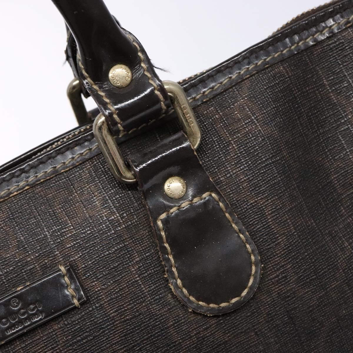 Gucci GUCCI GG Supreme Hand Bag Pvc Leather Gold Dark Brown Size ONE SIZE - 15 Thumbnail