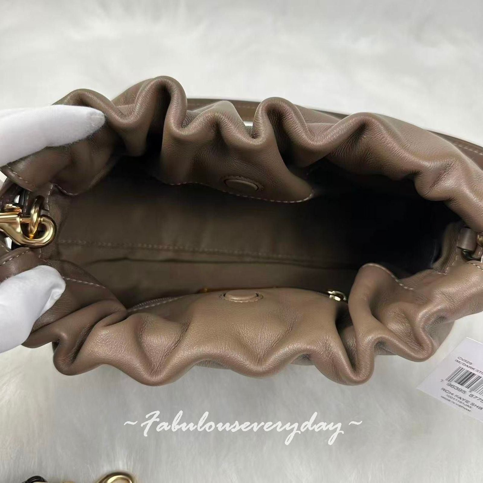 Coach Coach Faye Shoulder Bag Ruching In Leather/Gold/Dark Stone Size ONE SIZE - 9 Thumbnail