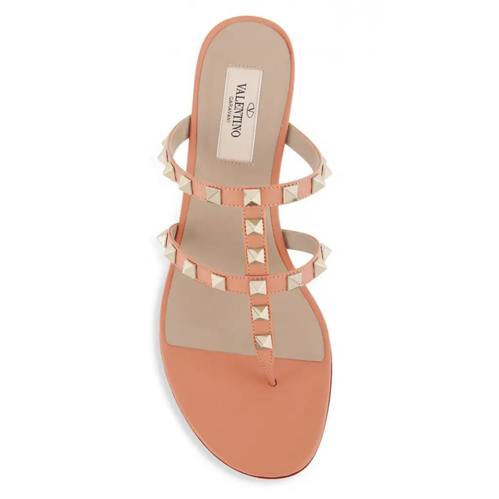 Valentino Valentino Rockstud 50 Orange Thong Backless Strap Sandal Size US 9.5 / IT 39.5 - 6 Thumbnail