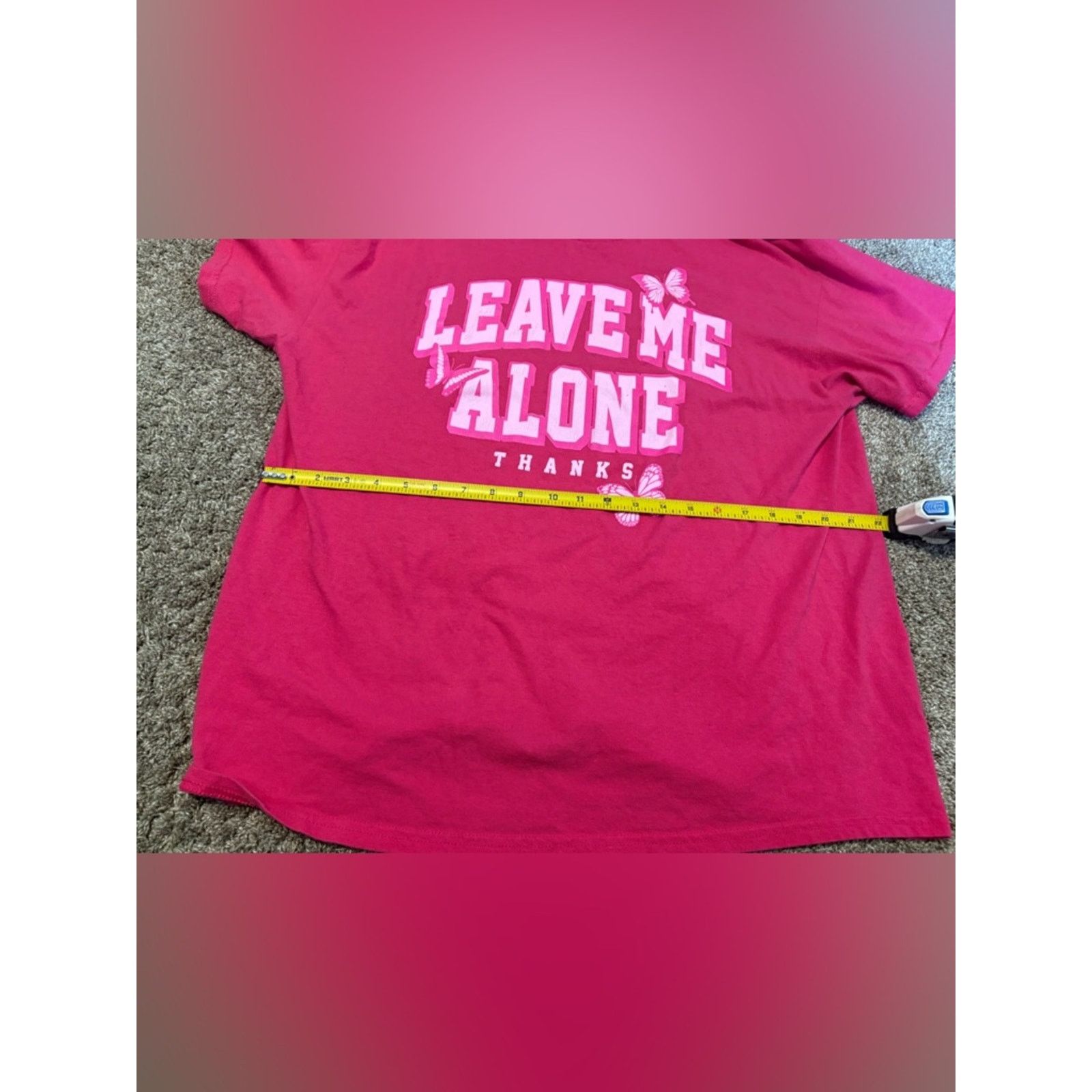 Gildan (Gildan) Pink Leave Me Alone Butterfly Tee: Size XL Size XL / US 12-14 / IT 48-50 - 5 Thumbnail
