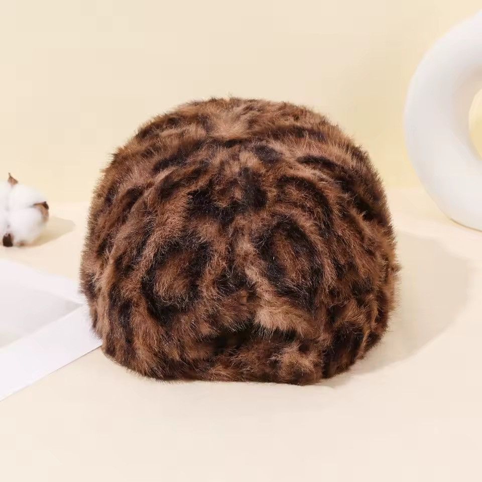 Other Leopard Fluffy Warm Plush Streetwear Cap Hat Size ONE SIZE - 3 Thumbnail