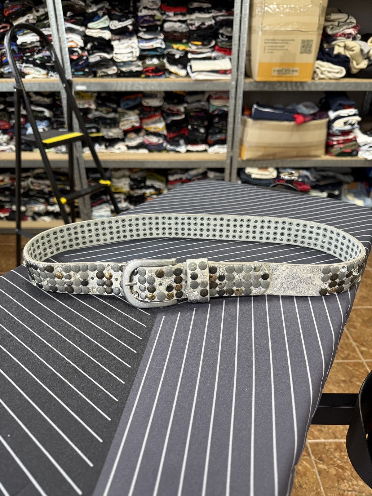 4GSELLER 🇺🇸 Vintage 90s Belt With Rhinestones Metal Punk Rock Emo Goth Size ONE SIZE - 2 Thumbnail