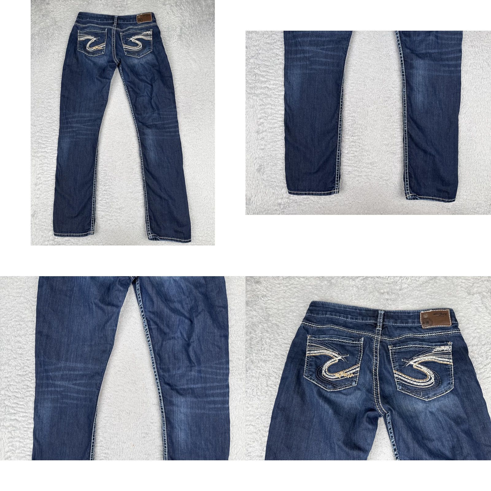 Silver Jeans Co. Silver Jeans Co Berkley Straight Jeans Womens 28 Blue Wash Midrise Stretch 28x32 Size 28" / US 6 / IT 42 - 10 Thumbnail