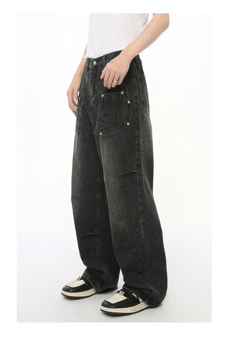Japanese Brand × Jean Washed distressed patchwork pockets straight jeans loose Size US 32 / EU 48 - 3 Thumbnail