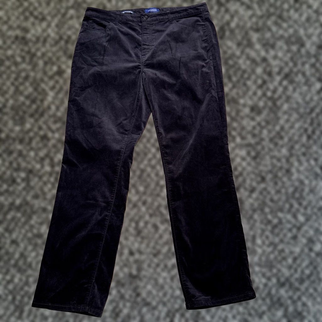 Talbots Talbots Velvet High Waist Straight Leg Pants 16 Black Stretch Size 38" / US 16 / IT 52 - 1 Thumbnail