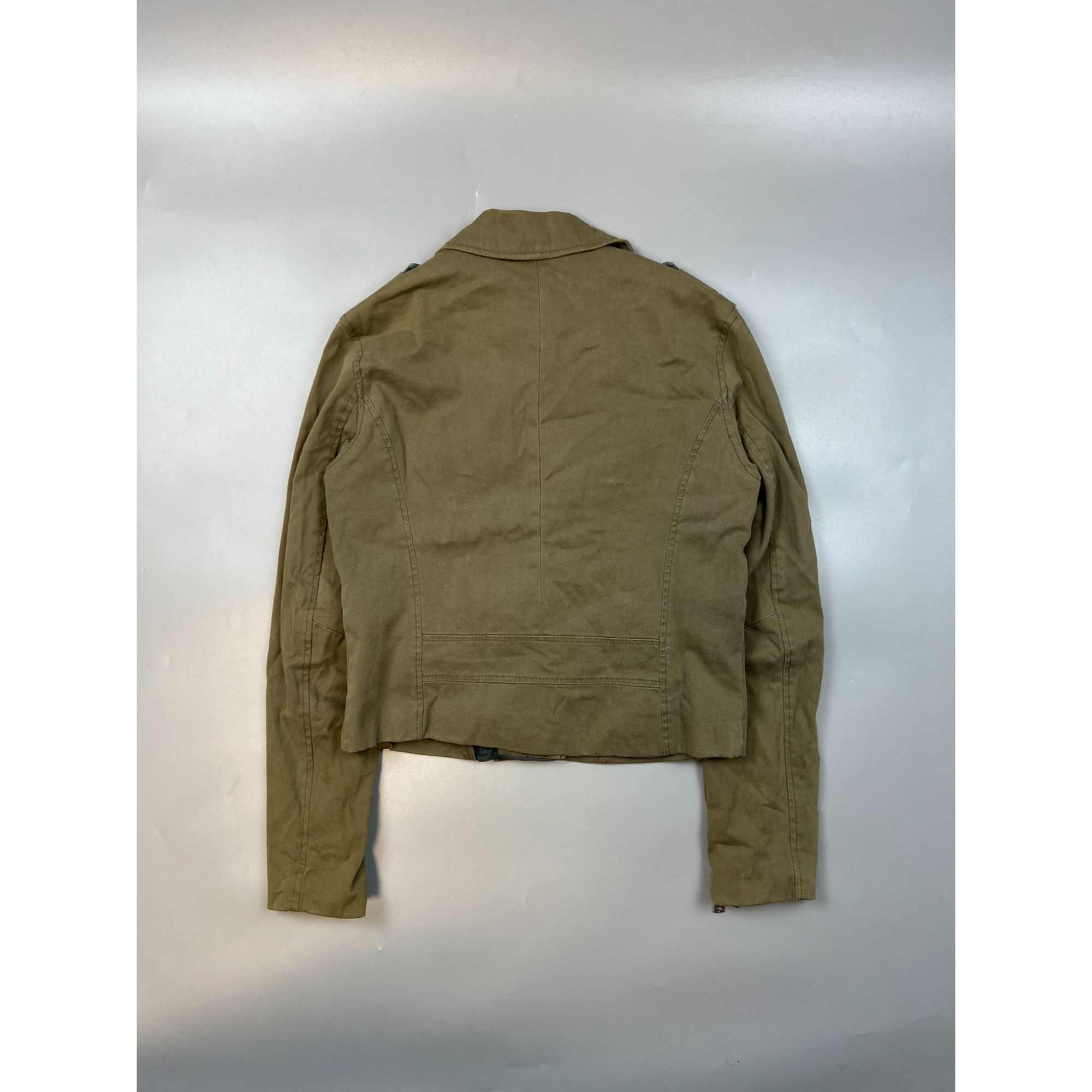 Iro Iro Cotton Biker Jacket With Leather Elements (Y0686) Size S / US 4 / IT 40 - 10 Thumbnail