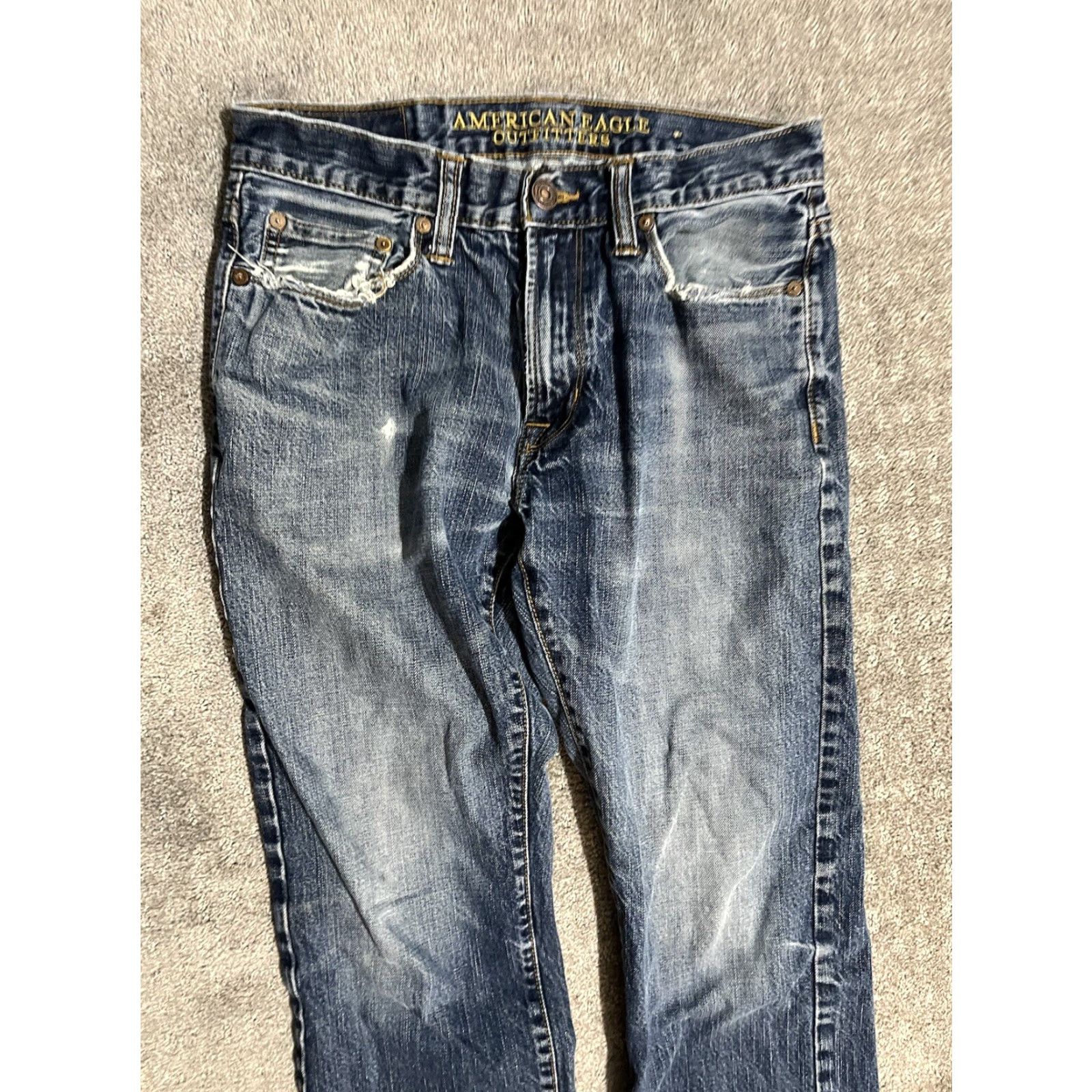 American Eagle Outfitters American Eagle Outfitters Jeans Main Selling Point Slim Straight Denim 30x30 28-30 Inseam Blue 5-Pocket Distressed Leather Logo Belt Loops Mens Jeans Size US 28 / EU 44 - 4 Thumbnail