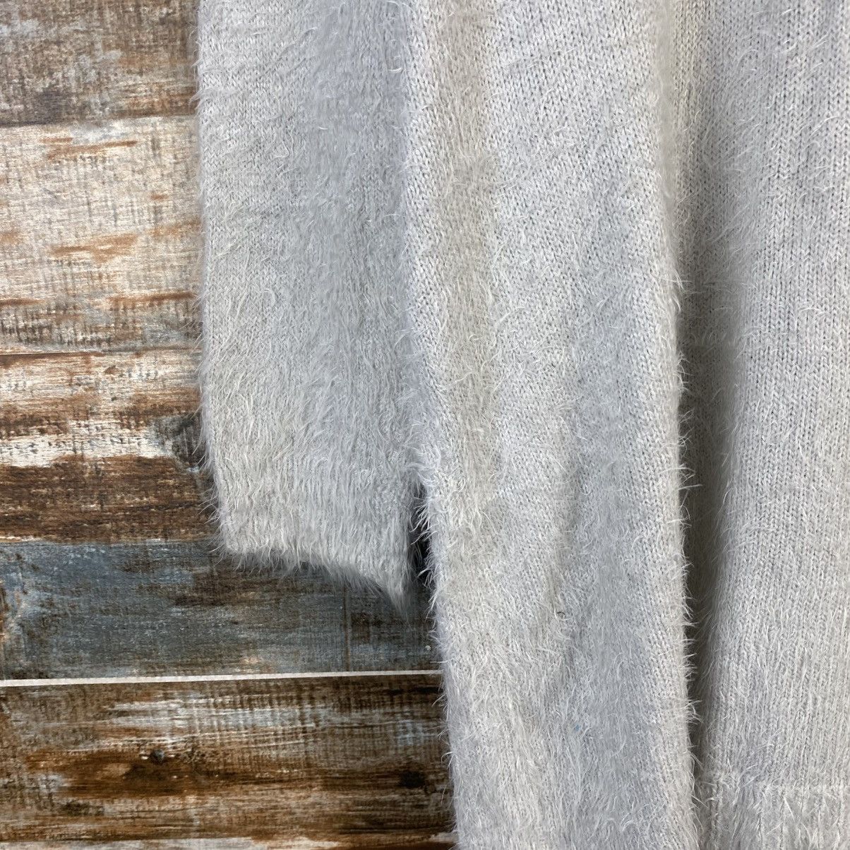 Homespun Knitwear DL Khalita Gray Cardigan Fur shaggy Knitwear #C1095 Size XL / US 12-14 / IT 48-50 - 15 Thumbnail
