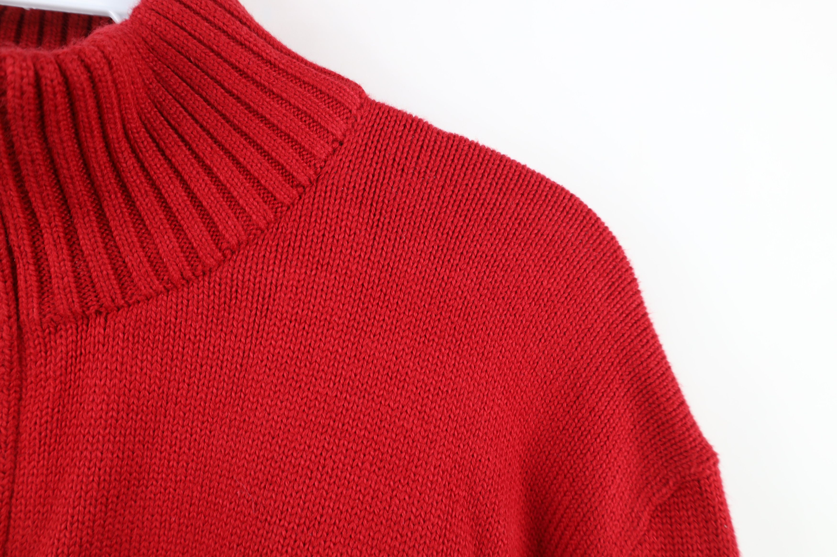 Ralph Lauren Vintage 90s Ralph Lauren Ribbed Knit Half Zip Sweater Red Size US XL / EU 56 / 4 - 7 Thumbnail