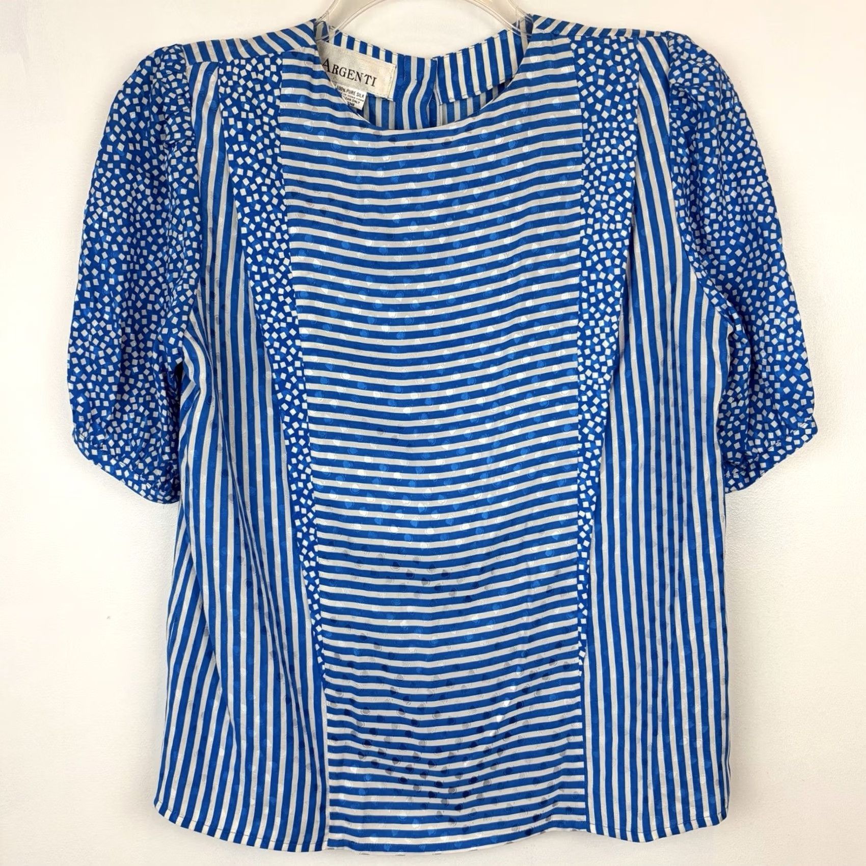 Vintage VINTAGE Argenti Silk Set Skirt Blouse 2 Piece Womens 12 Blue 100% Silk Career Set Read Size XL / US 12-14 / IT 48-50 - 3 Thumbnail
