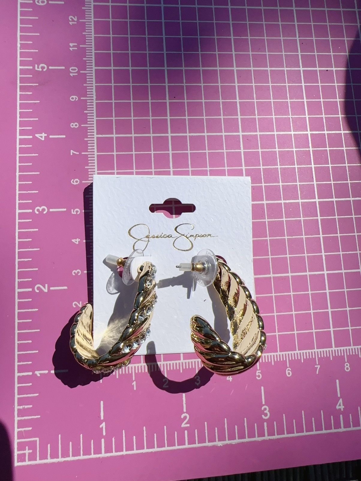 Jessica Simpson Jessica Simpson earrings diamonds paved luxury gold tone Size ONE SIZE - 1 Thumbnail