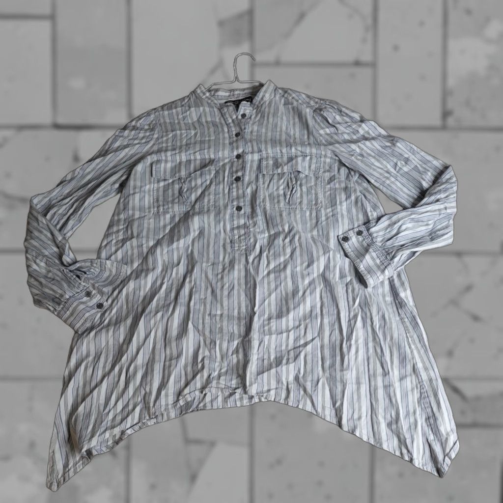 Theory Elizabeth & Jane Womens Blouse Medium Blue Striped 100% Silk Fiber Popover Button Collar Size M / US 6-8 / IT 42-44 - 1 Thumbnail