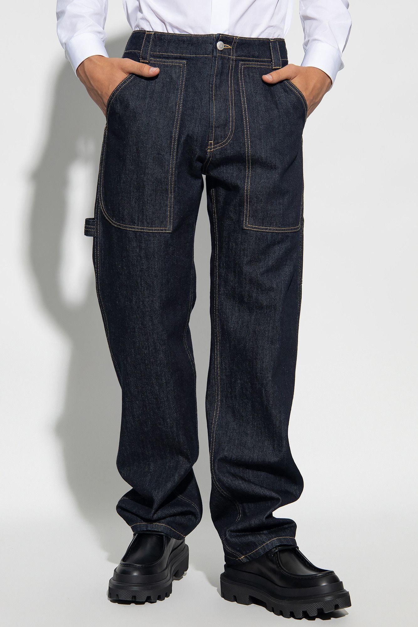 Alexander McQueen ALEXANDER MCQUEEN navy blue contrast stitch cargo jeans Size US 32 / EU 48 - 2 Thumbnail