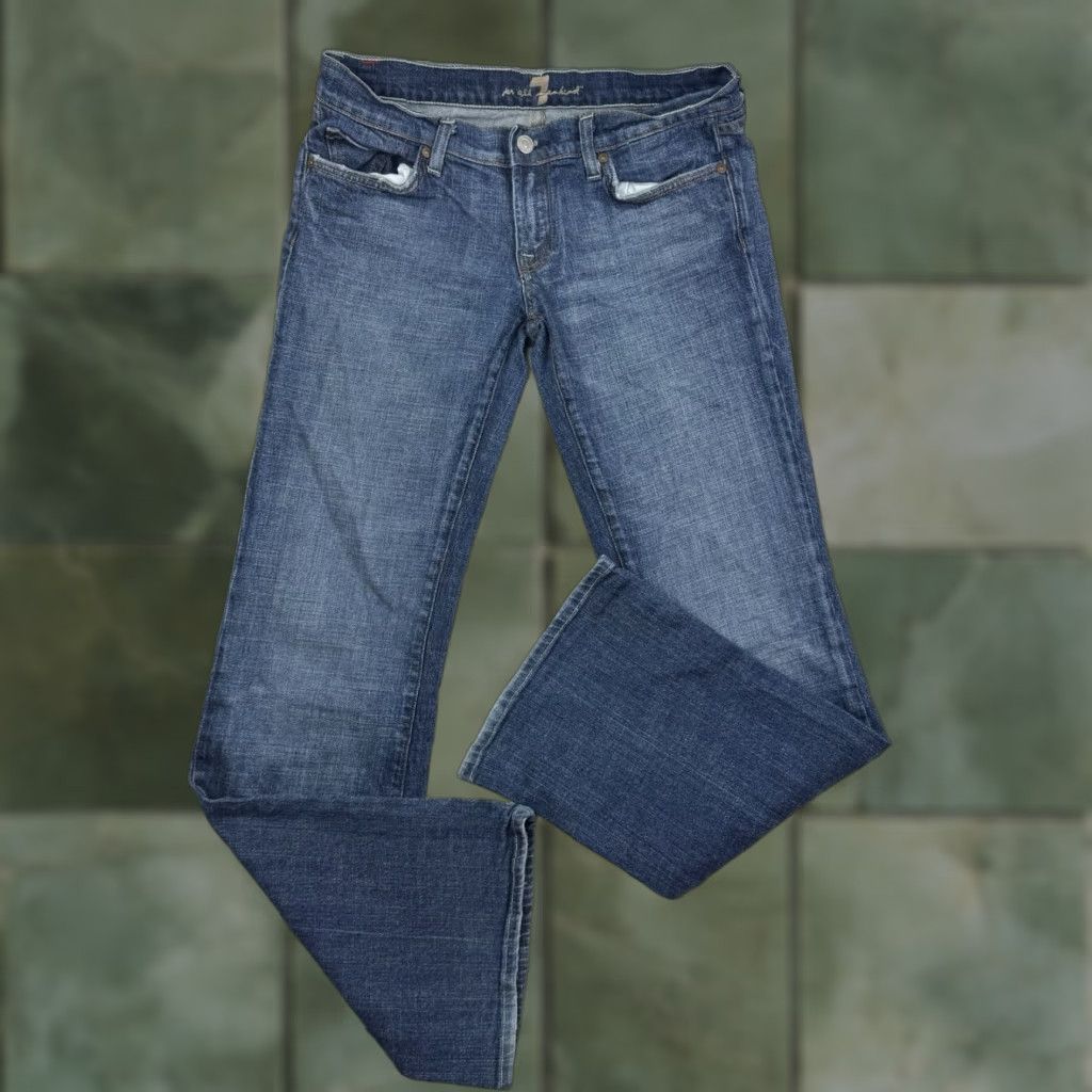 7 For All Mankind VINTAGE 7 For All Mankind Jeans Bootcut Womens 29 Blue Y2K Hipster Bejeweled Low Rise 31in Inseam Size 29" - 1 Thumbnail