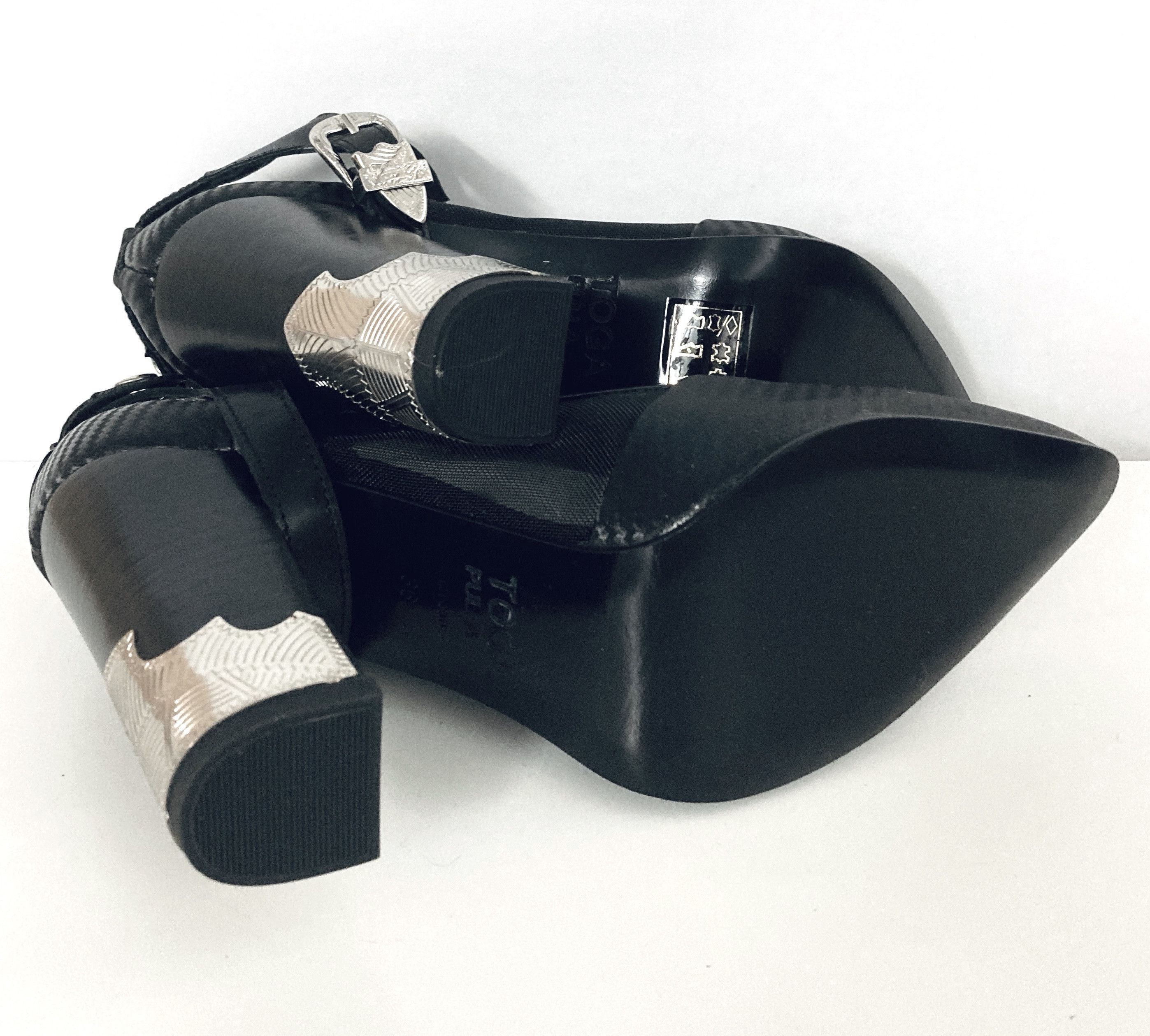 Giuseppe Zanotti Toga Pulla Western Style Silver Capped Block Heels Size US 6 / IT 36 - 5 Thumbnail